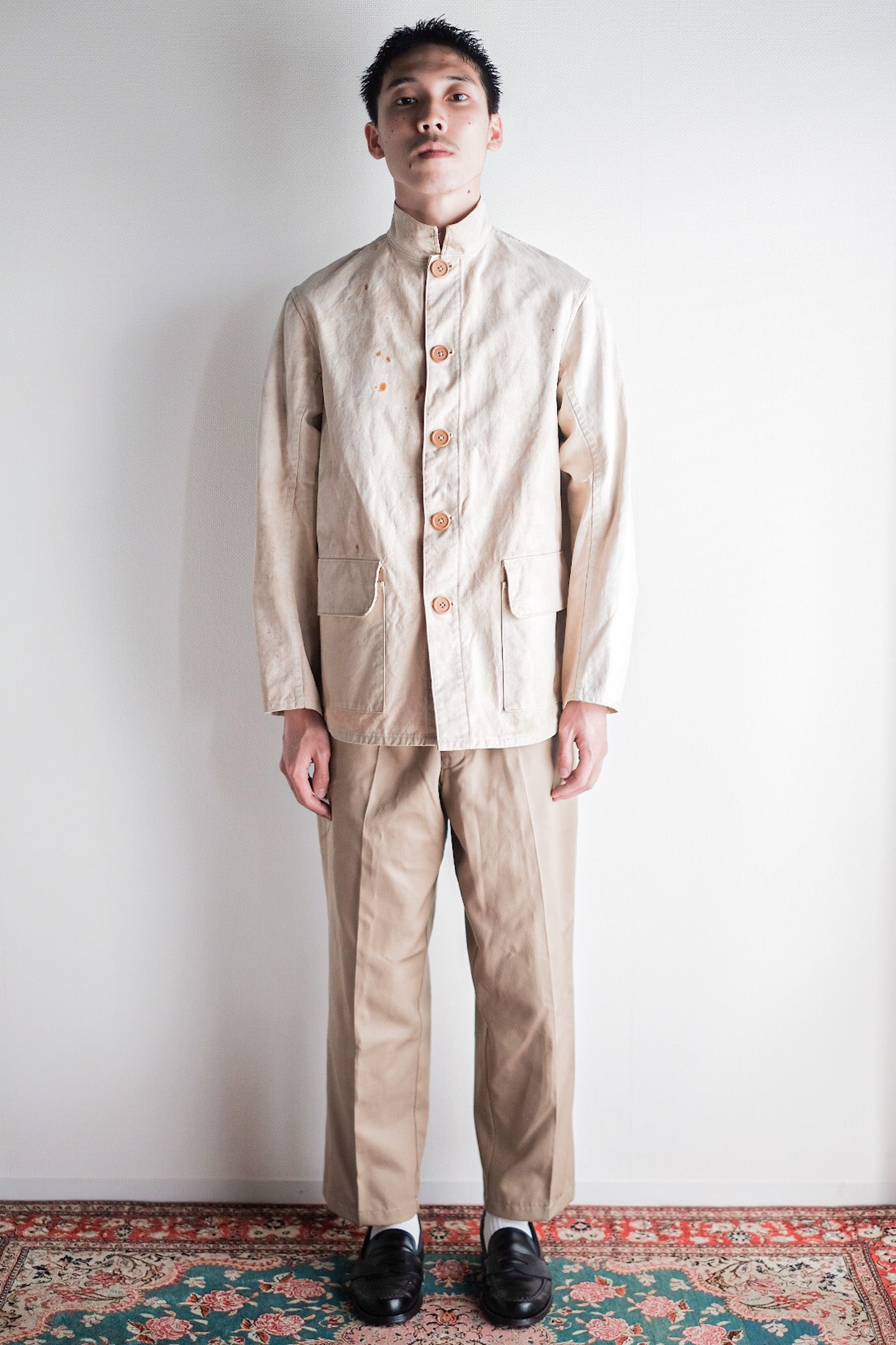 ［~30's］French Vintage Stand Collar Linen Jacket