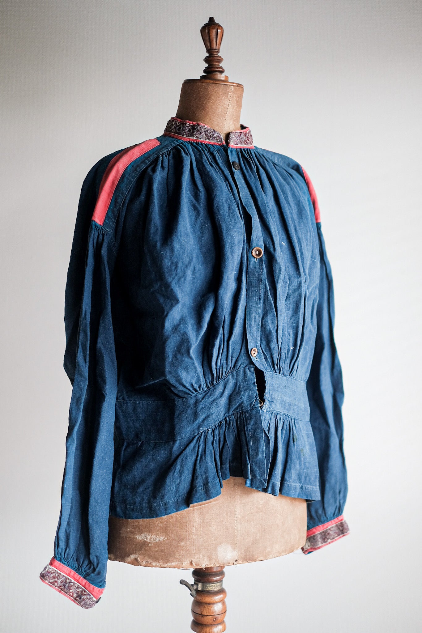 ［Late 19th C］French Antique Indigo Linen Fireman Bourgeron Jacket