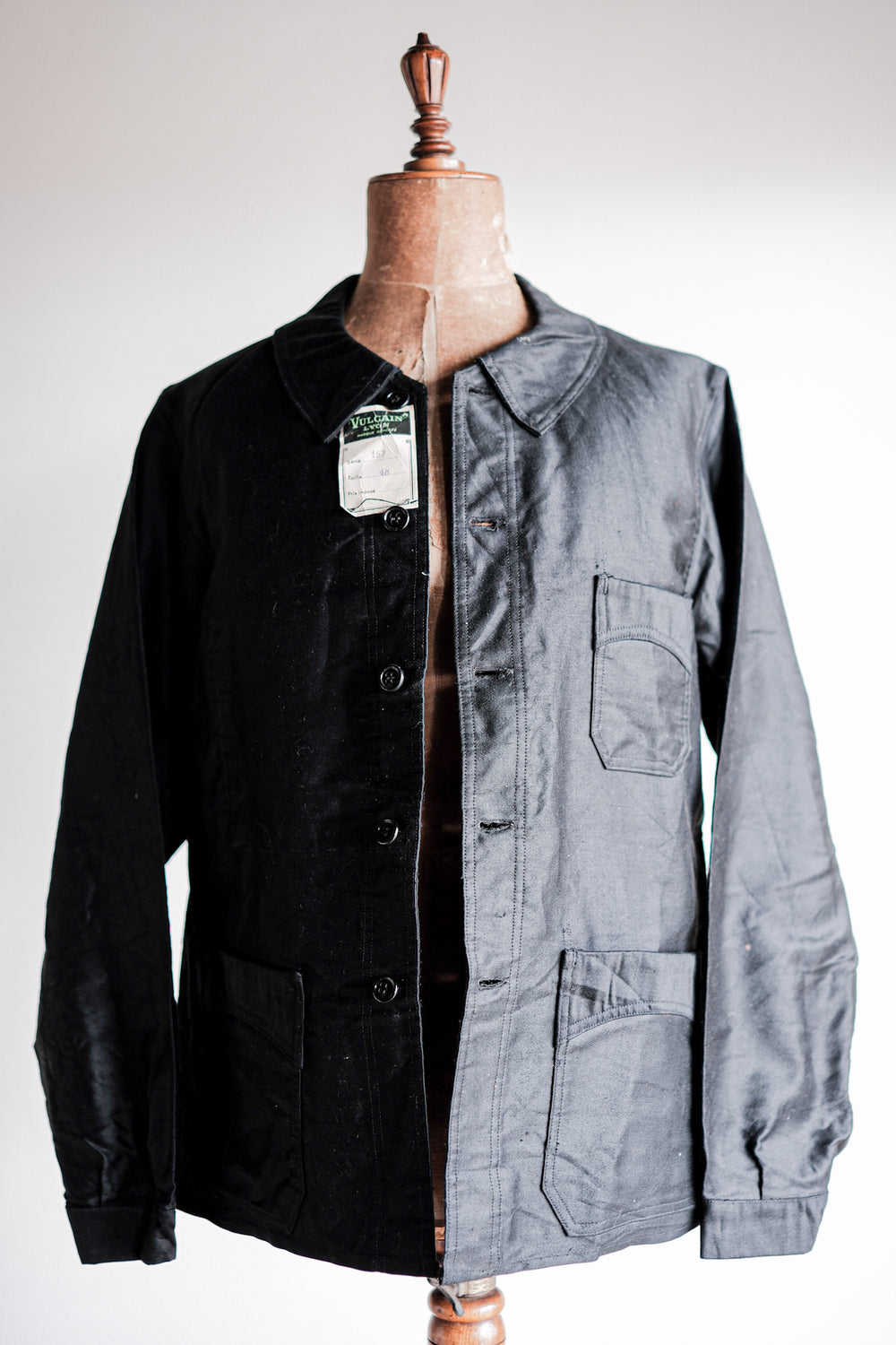 【~40's】French Vintage Black Light Moleskin Work Jacket "Vulcain" "Dead Stock"