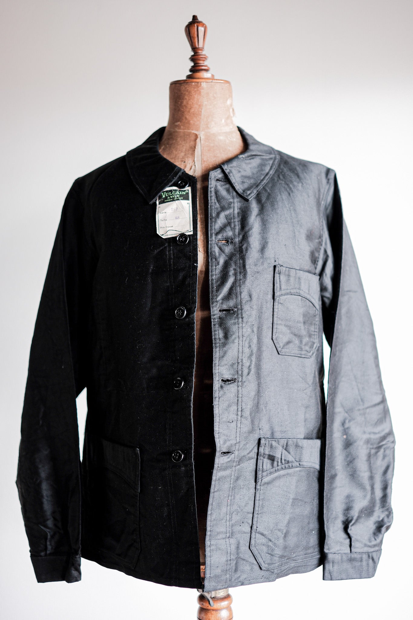 ［~40's］French Vintage Black Light Moleskin Work Jacket "Vulcain" "Dead Stock"