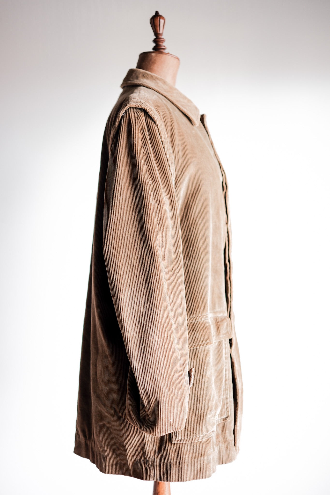 [〜80年代]舊逆變器棕色燈芯絨夾克與中國皮帶