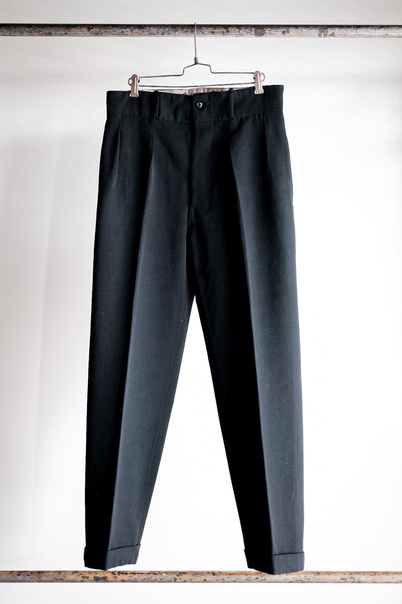 【~40's】French Vintage Black Wool Trousers