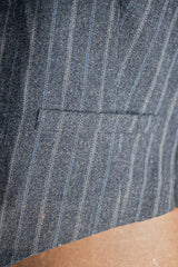 [~ 40's] French Vintage Grey Wool Striped Work Gilet