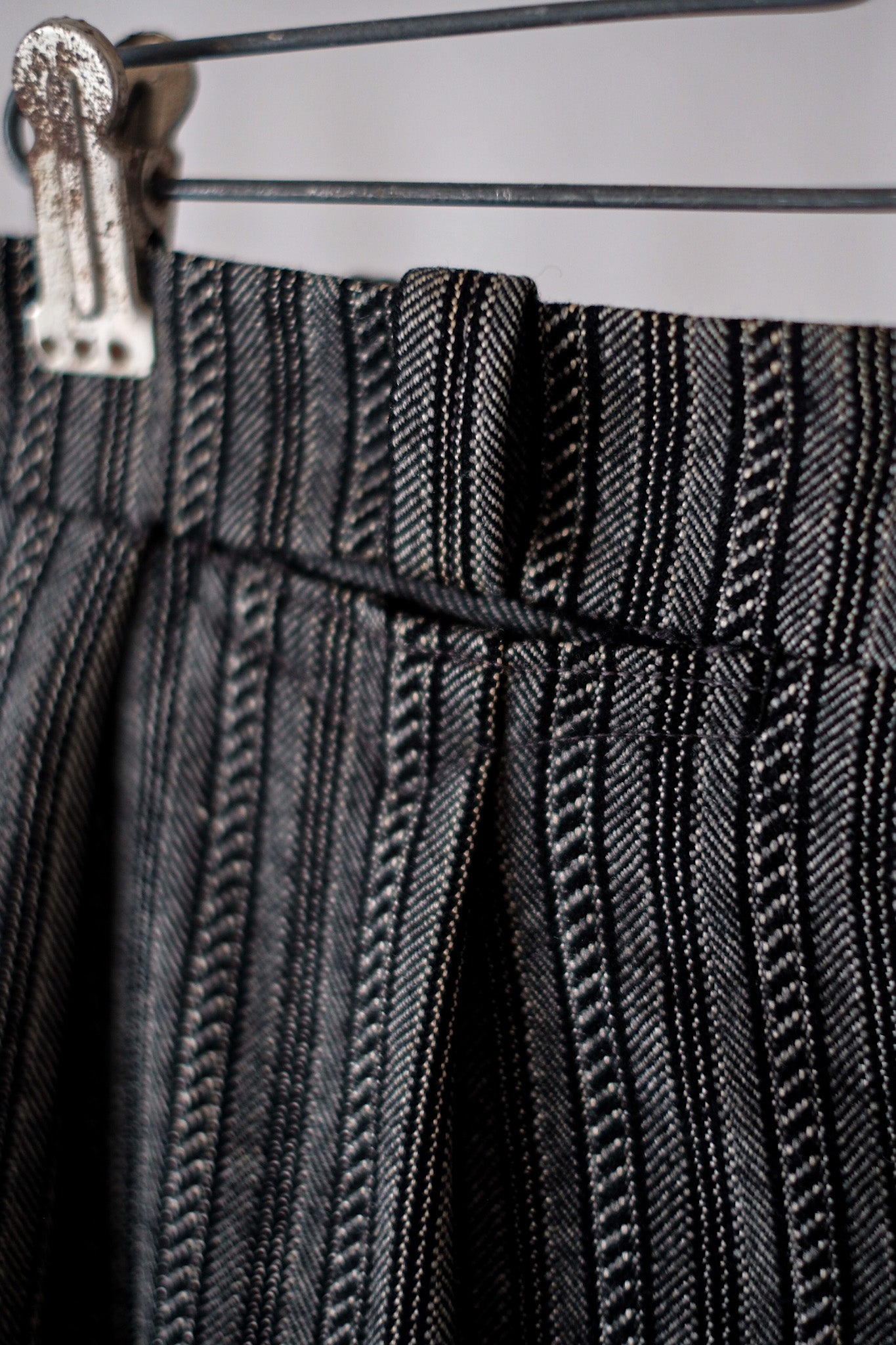 [〜40年代]法國復古羊毛條紋作品褲子