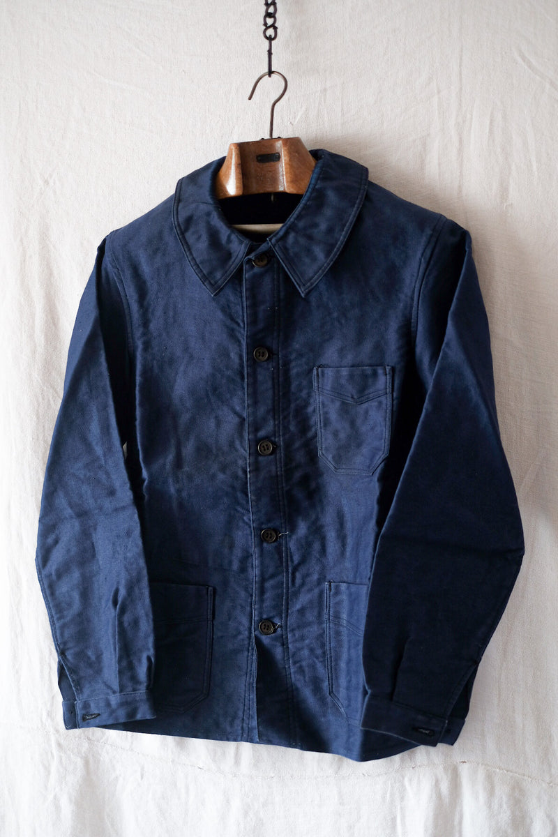 【~30's】Le Sanglier Blue Moleskin Work Jacket "Dead Stock"