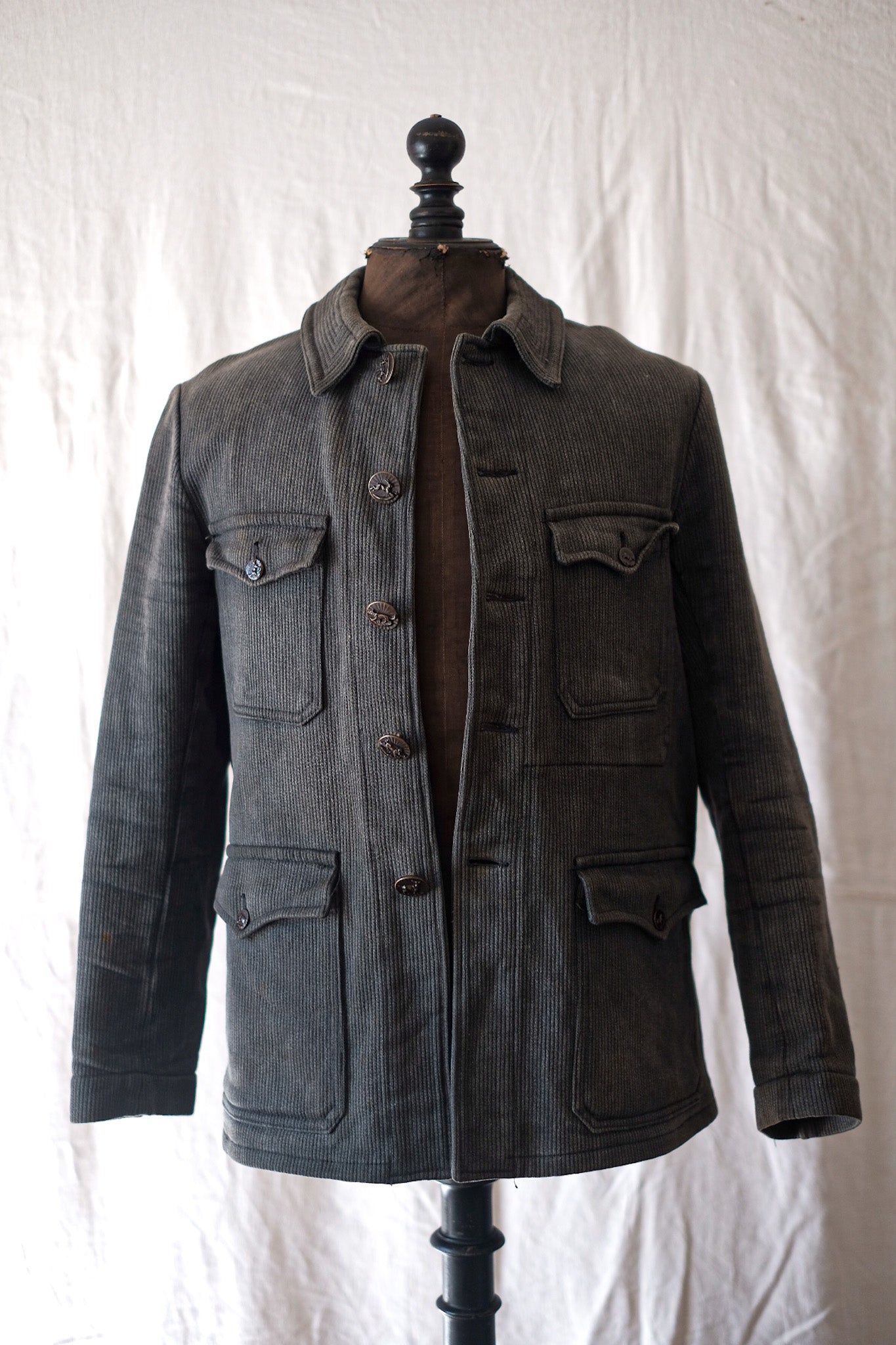 [~ 50 년대] 프랑스 빈티지 그레이 파티크 사냥 재킷