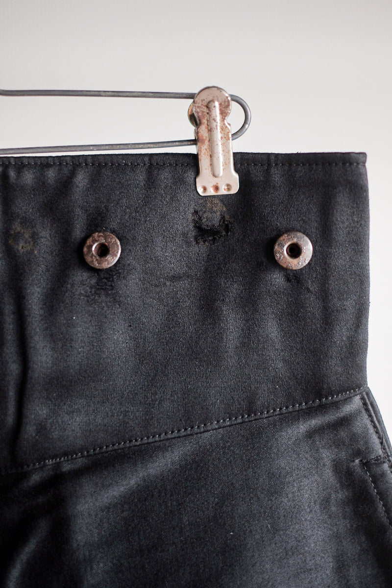 【~30's】French Vintage Black Moleskin Work Pants "Le Mont St. Michel" "Dead Stock"