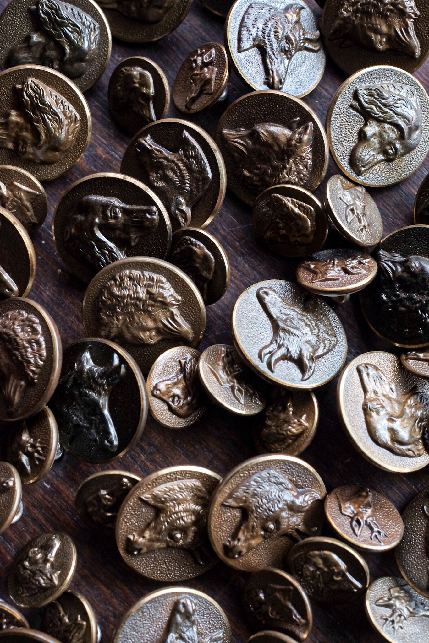 [~ 40's] French Vintage Hunting Blass Animal Buttons "17mm"