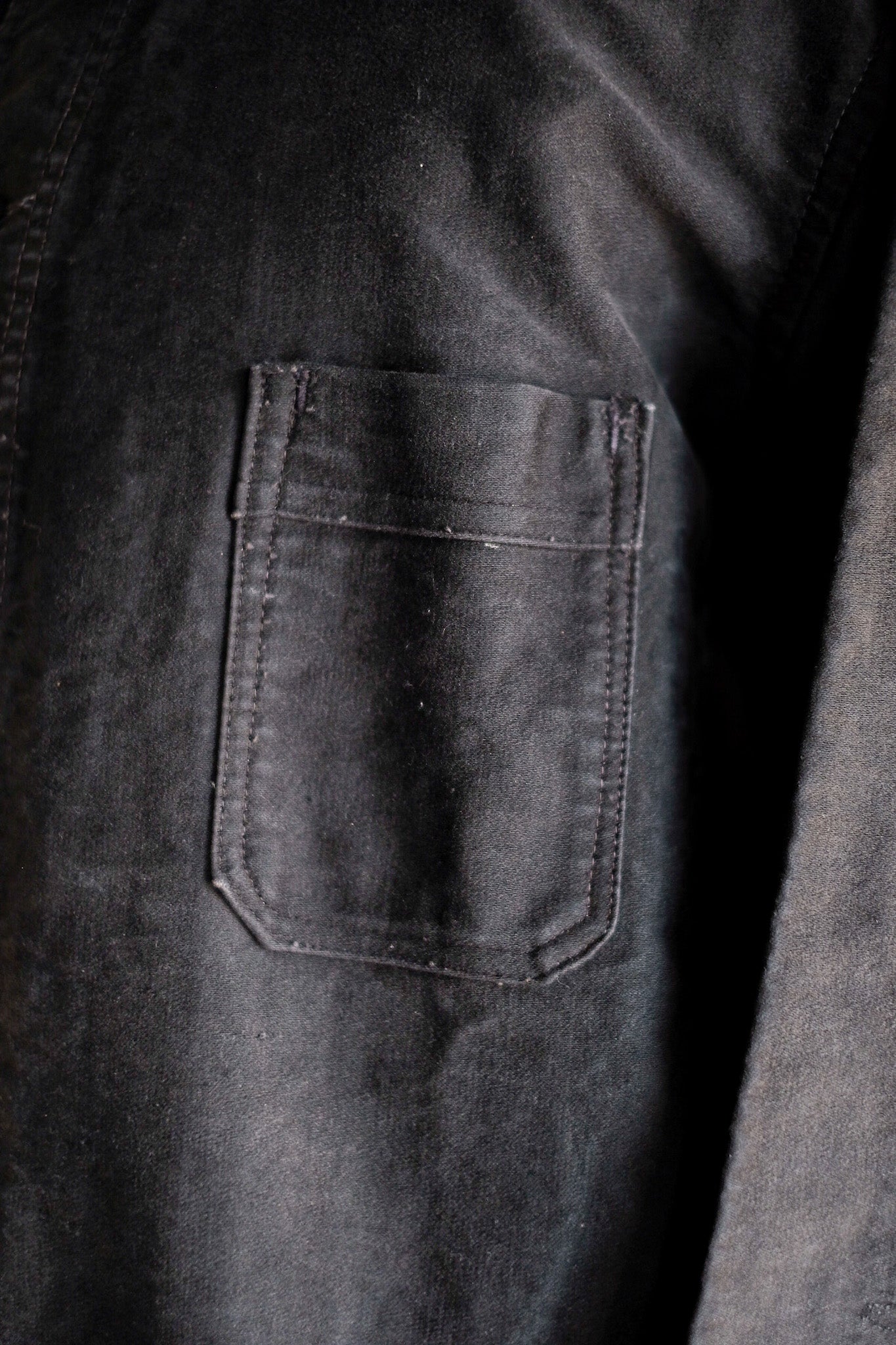 【~50's】French Vintage Black Moleskin Work Jacket