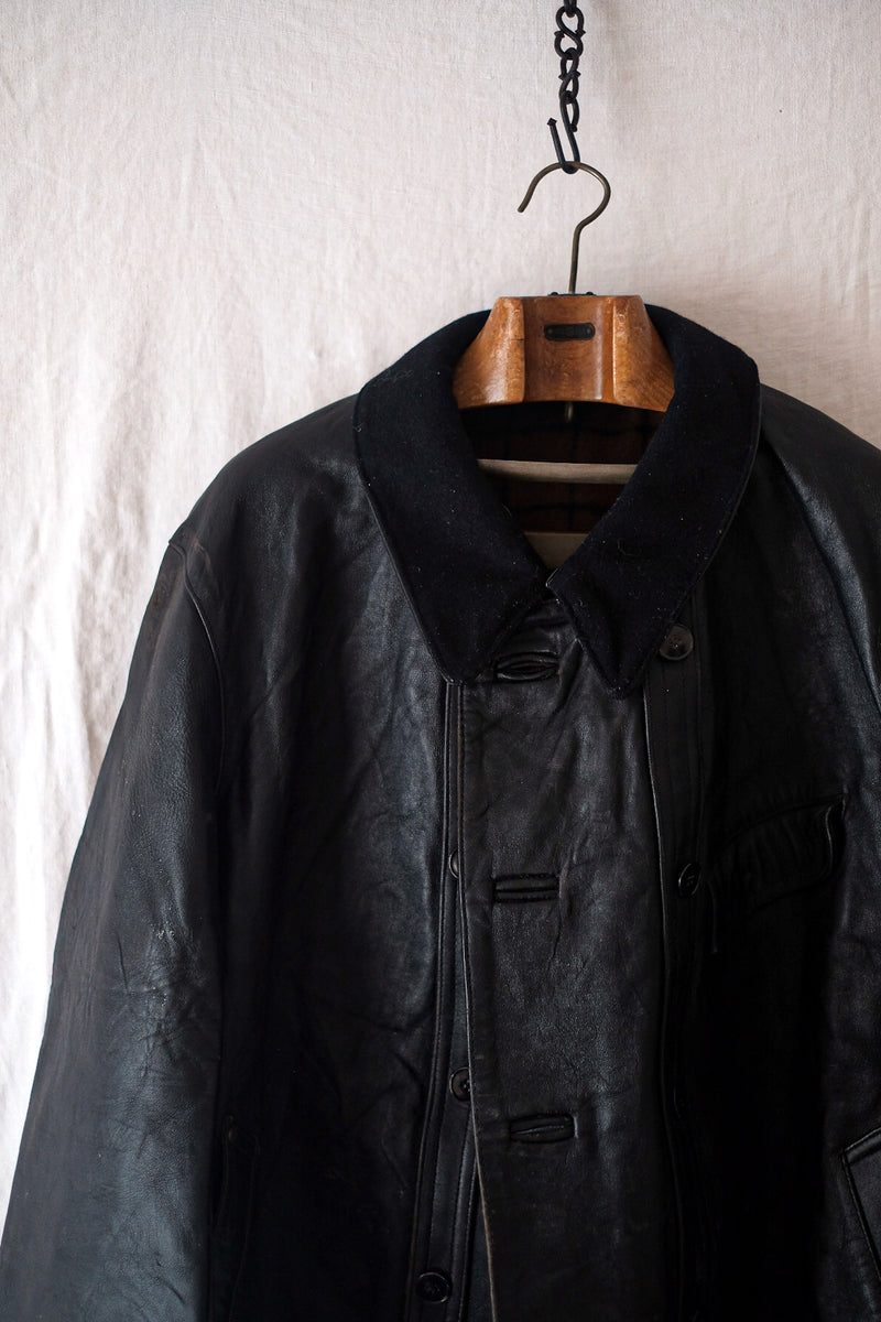 50's】French Vintage Le Corbusier Leather Work Jacket 