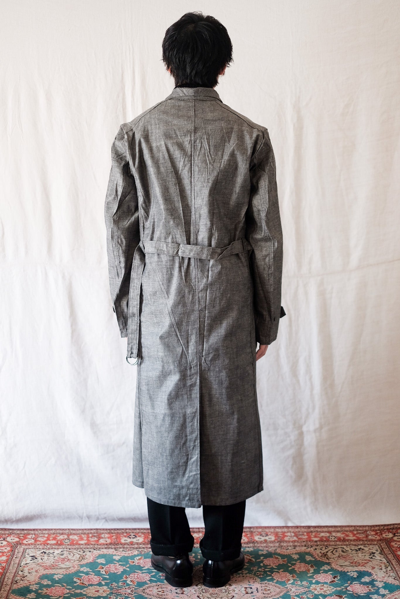 40's] French Vintage Linen Chambray Atelier Coat 