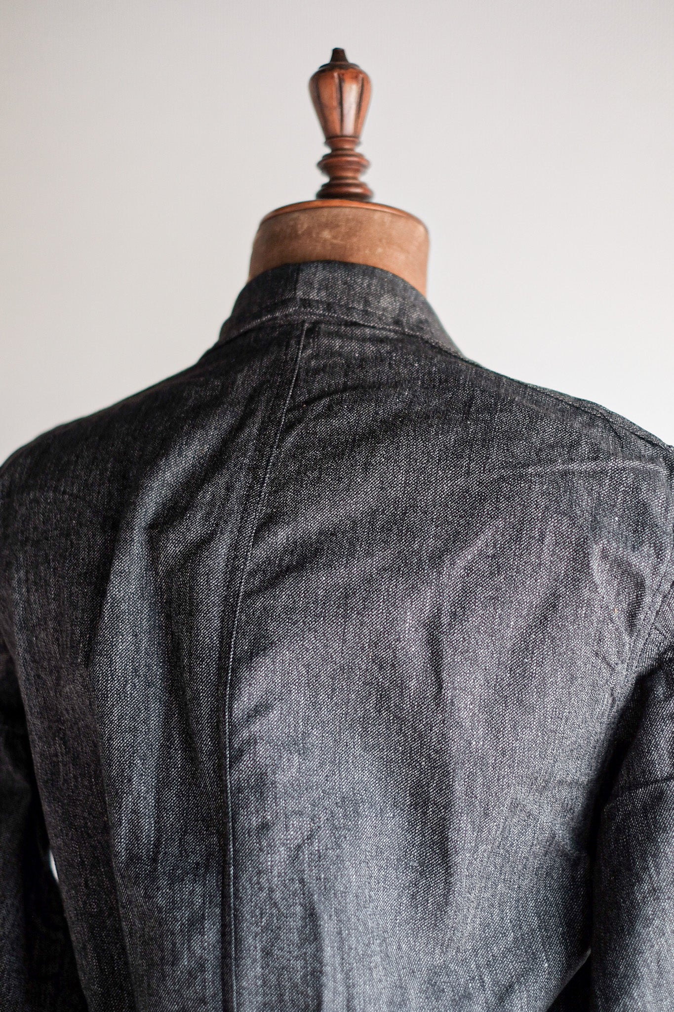 [~ 40's] French Vintage Black Chambray Atelier Coat "Dead Stock"