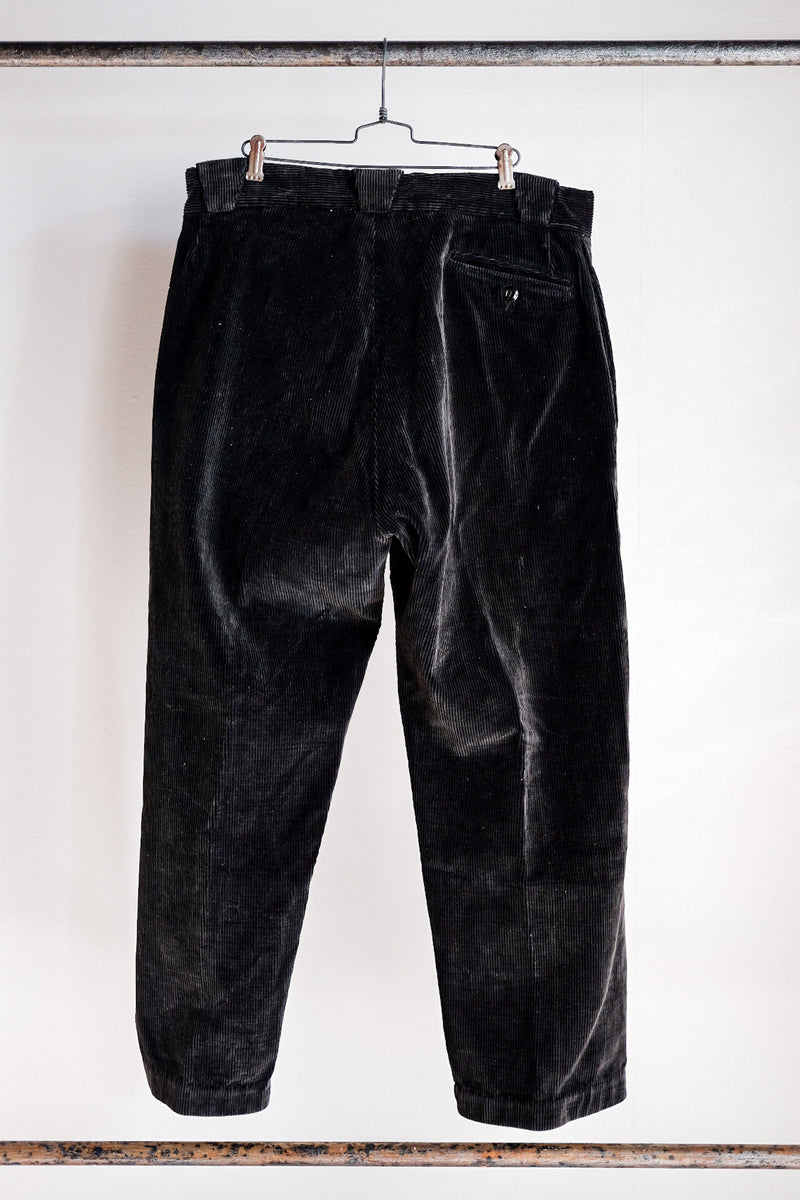 【 ~ 40's 】 French Vintage Dark Brown Corduroy Work Pants