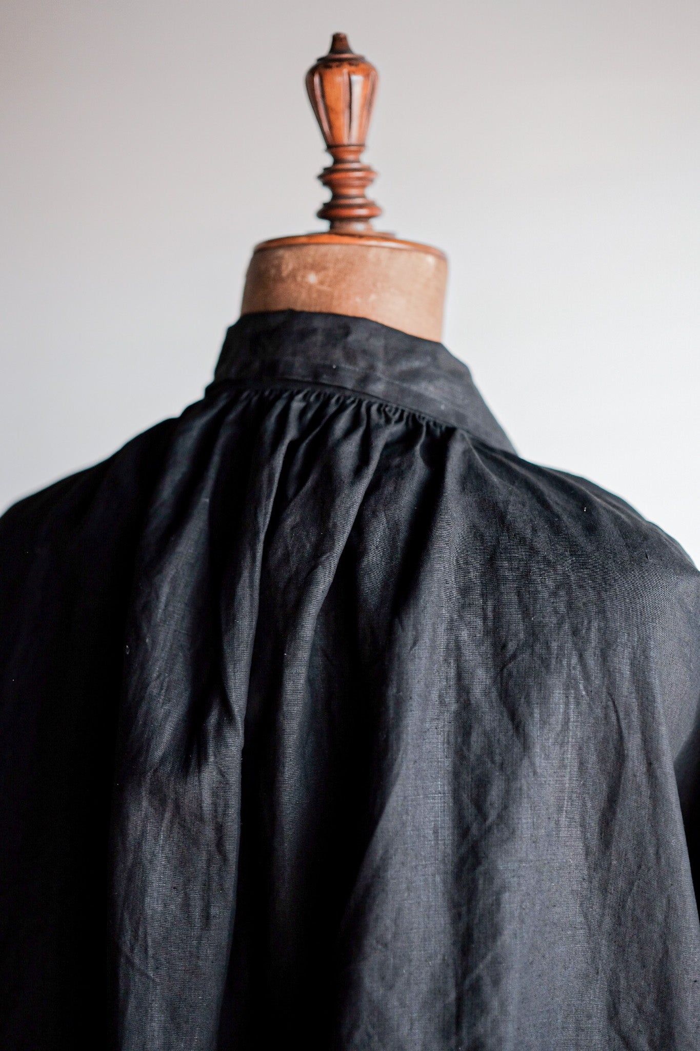 [20日早期]法國古董黑色靛藍亞麻工作式開放類型“ Biaude”“ Dead Stock”