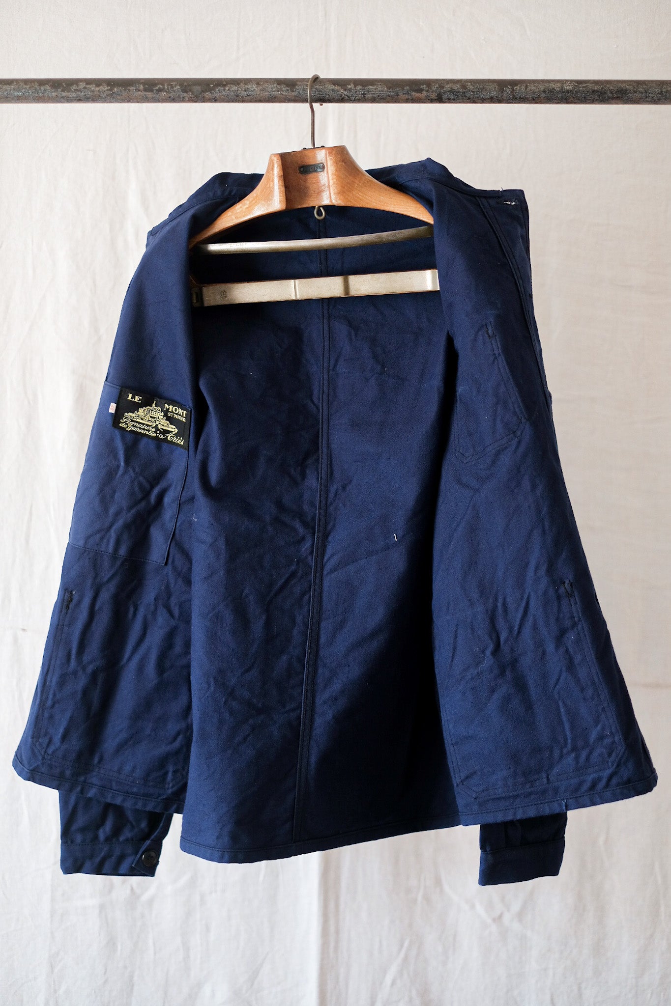 [〜50年代]法國復古藍色棉質棉花夾克“ Le Mont St. Michel”