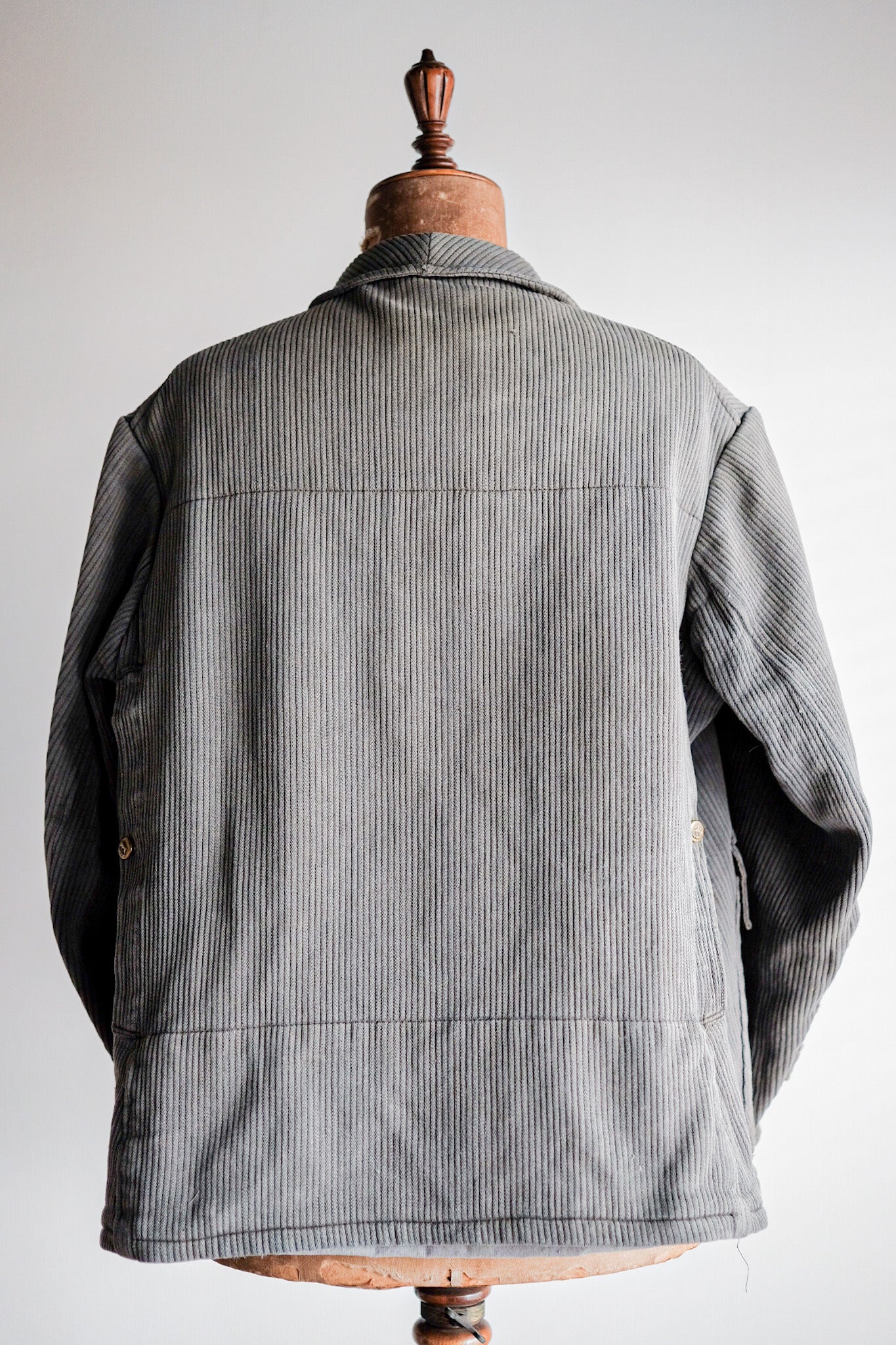 【~30's】French Vintage Gray Cotton Pique Hunting Jacket With Chin Strap