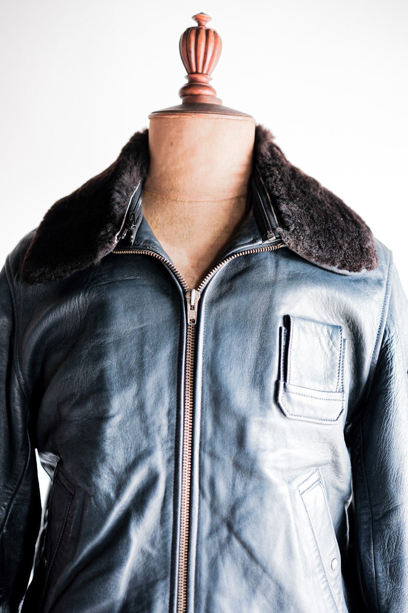 [~ 70's] French Air Force Pilot Leather Jacket Size.44