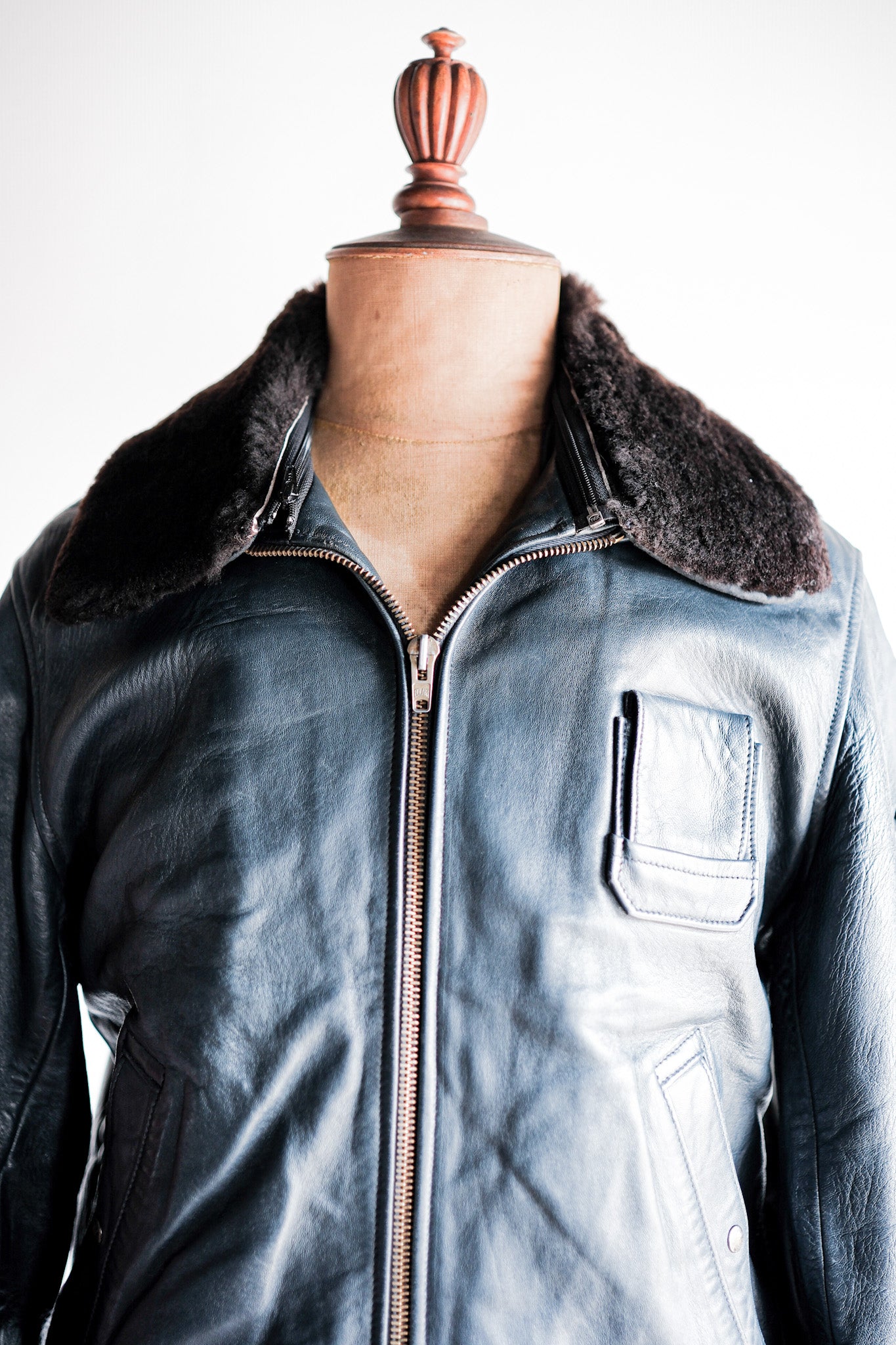 ［~70's］French Air Force Pilot Leather Jacket Size.44