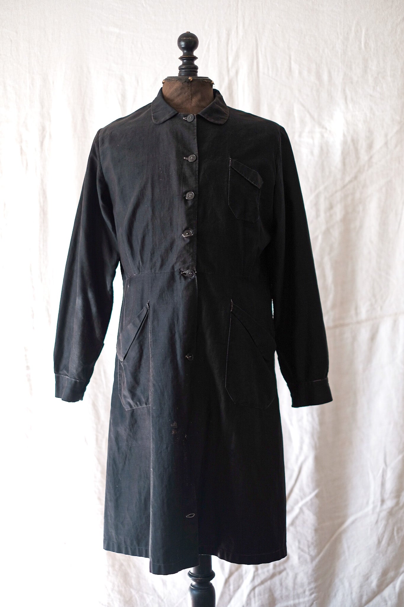[~ 30's] เสื้อโค้ทโมล็อตสีดำวินเทจฝรั่งเศส