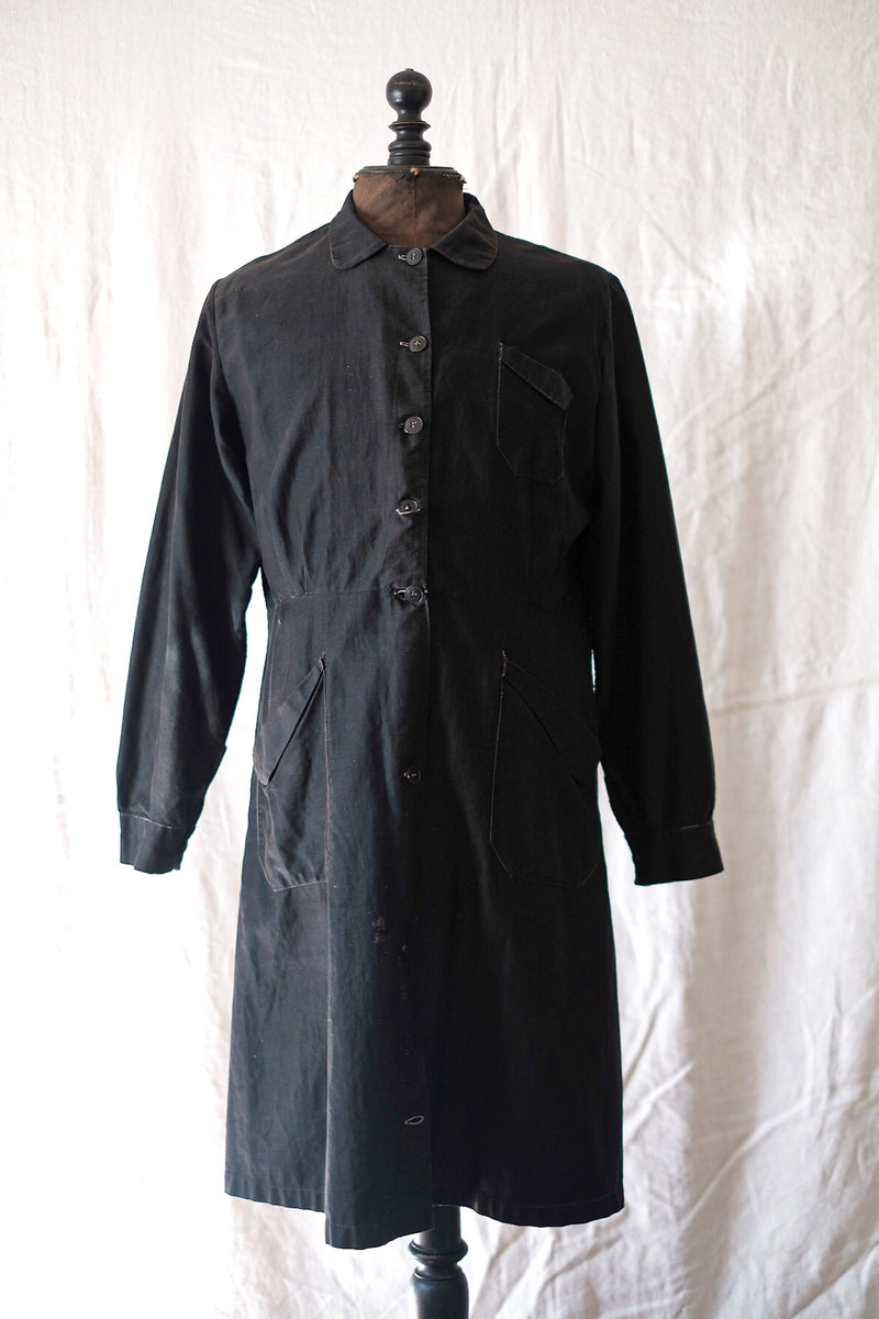 【~30's】French Vintage Black Moleskin Work Coat