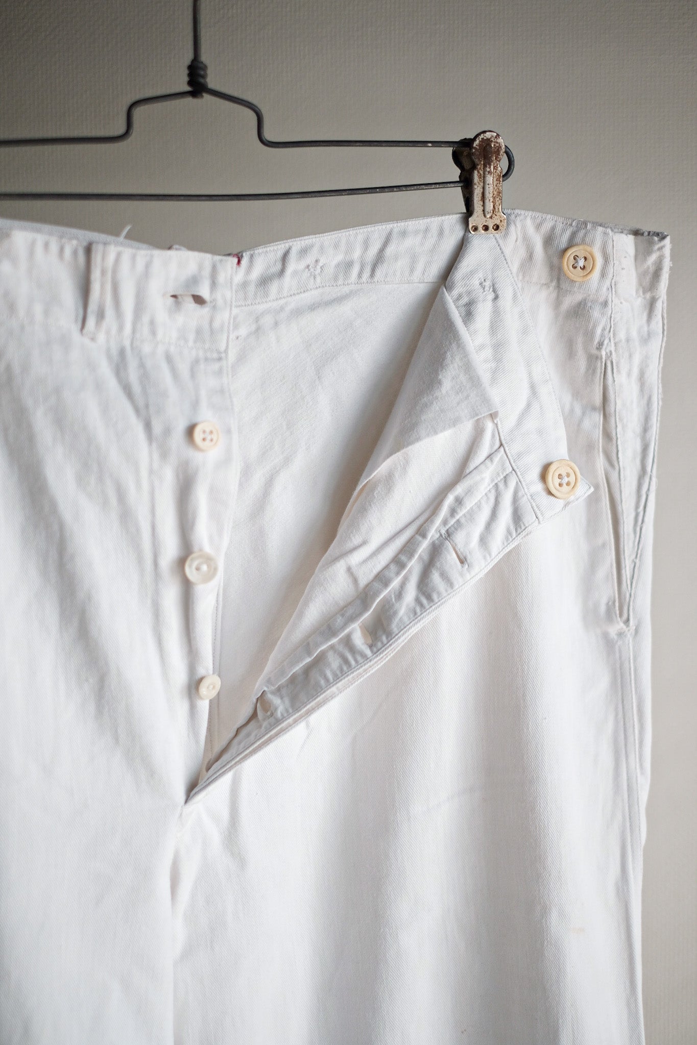 【~40's】German Vintage White Cotton Work Pants