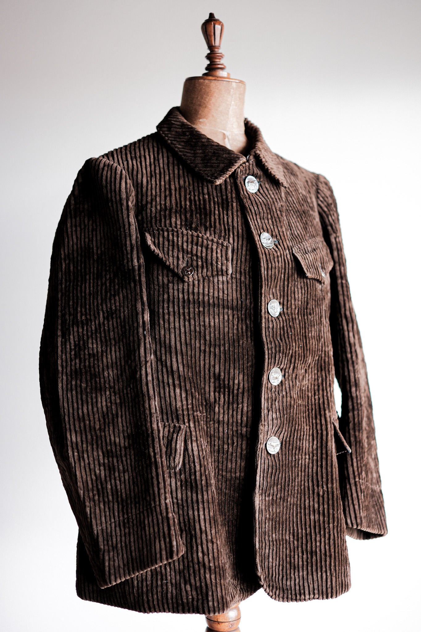 【~30's】French Vintage Brown Heavy Corduroy Hunting Jacket "Dead Stock"