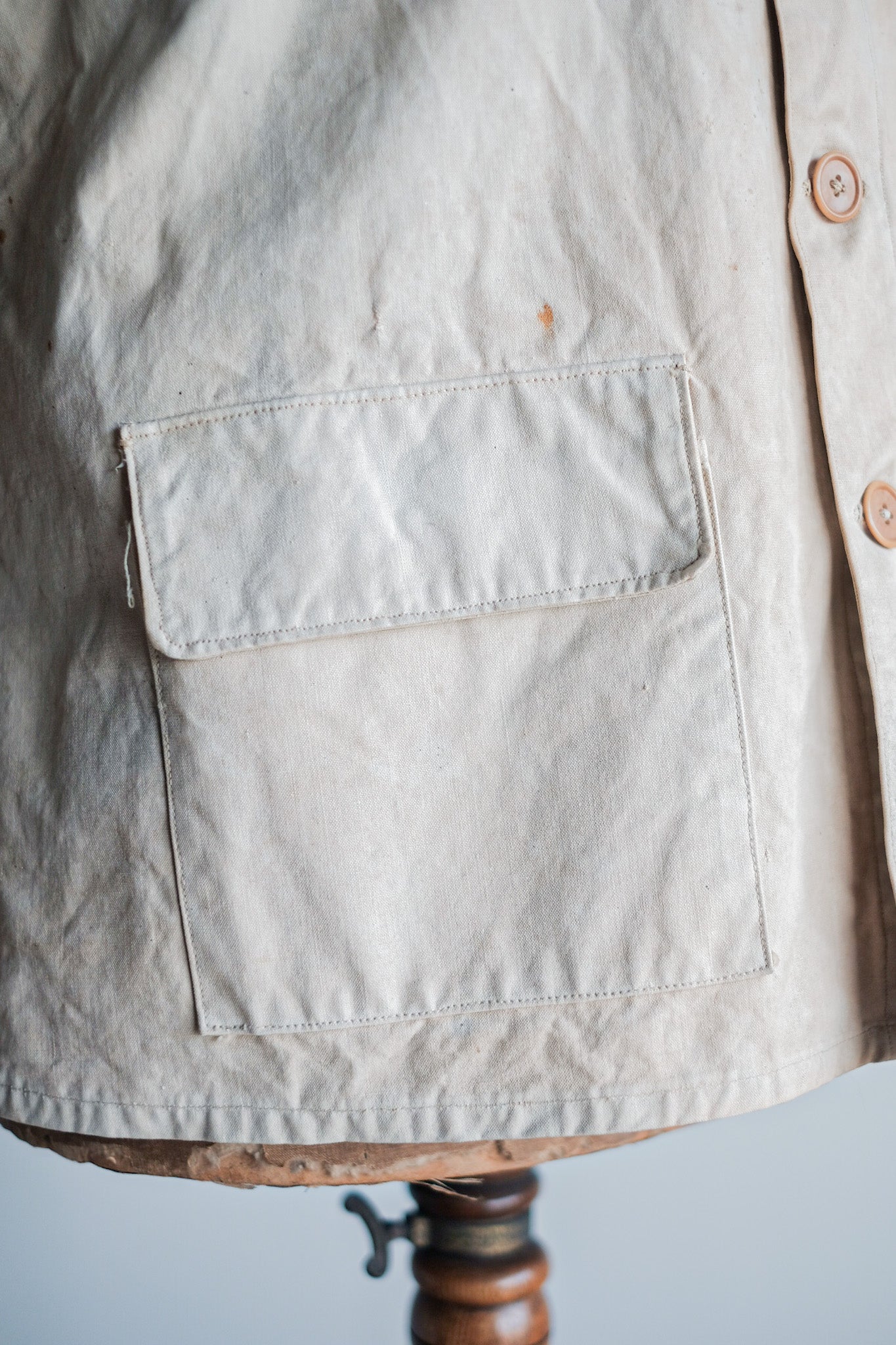 ［~30's］French Vintage Stand Collar Linen Jacket