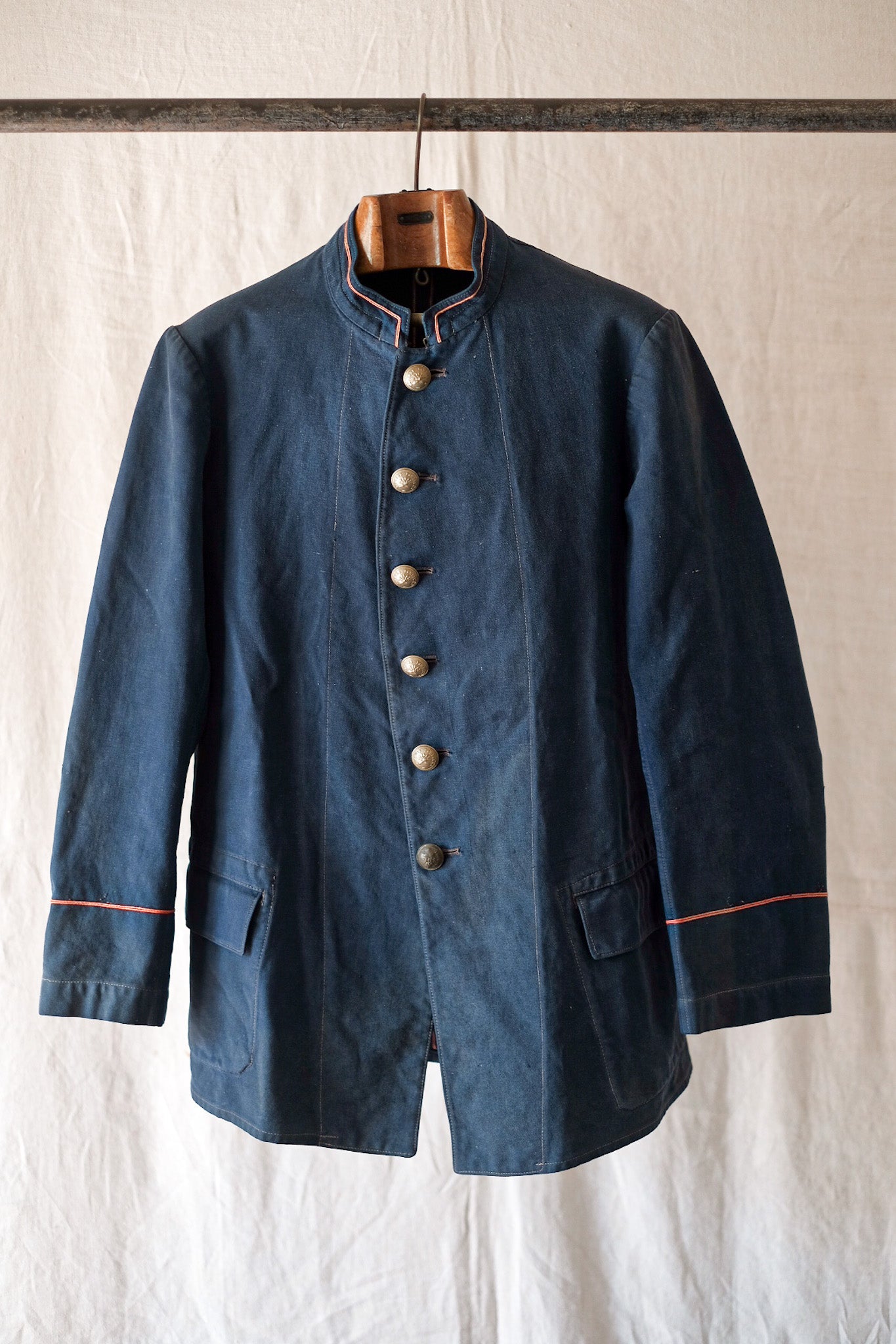 [~ 30's] Veste de pompier en coton indigo vintage français