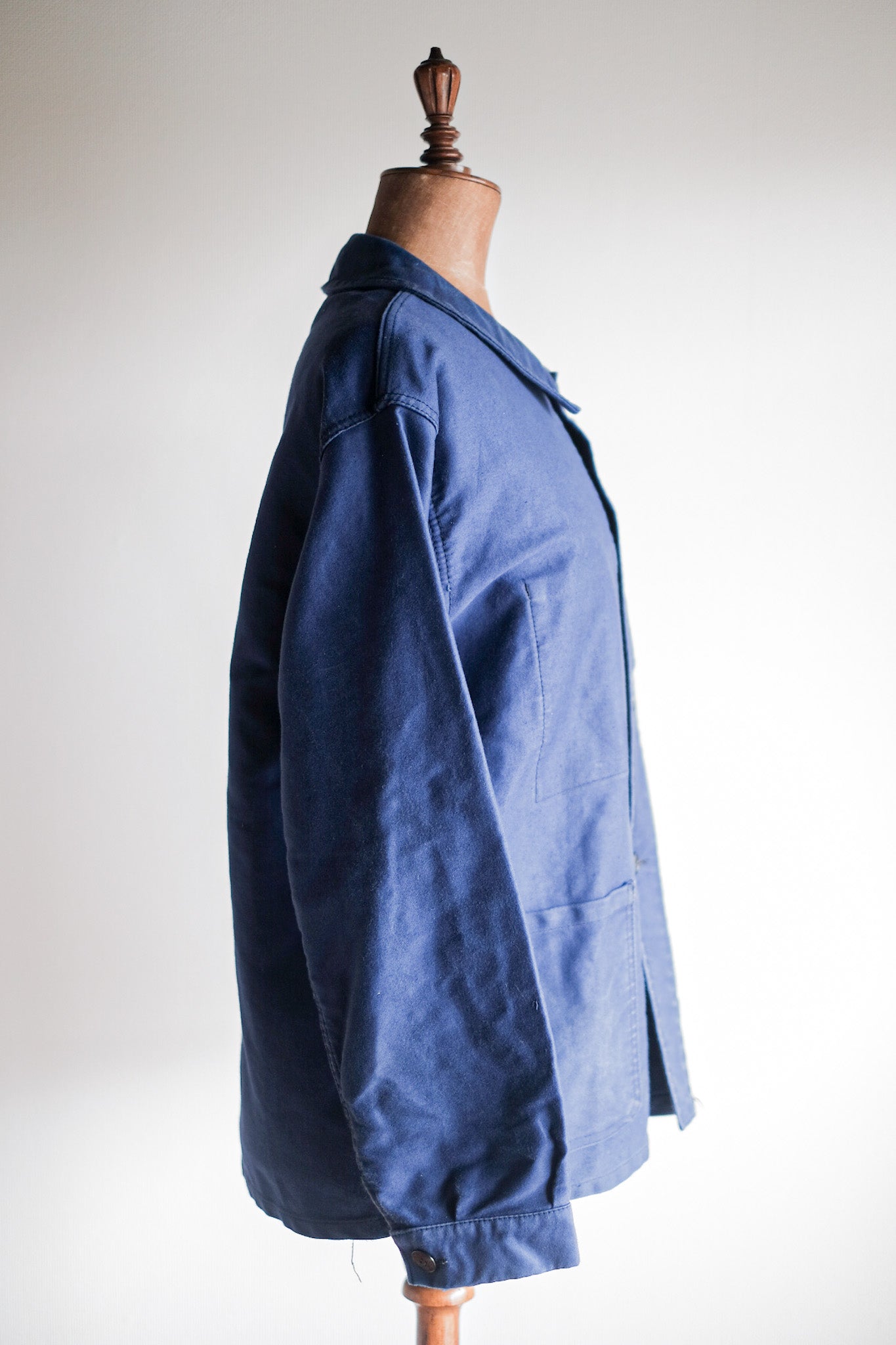 [~ 60's] French Vintage Blue Moleskin Work Jacket "4 Buttons"