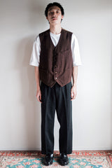 [~ 40's] French Vintage Brown Work Gilet ทำงาน