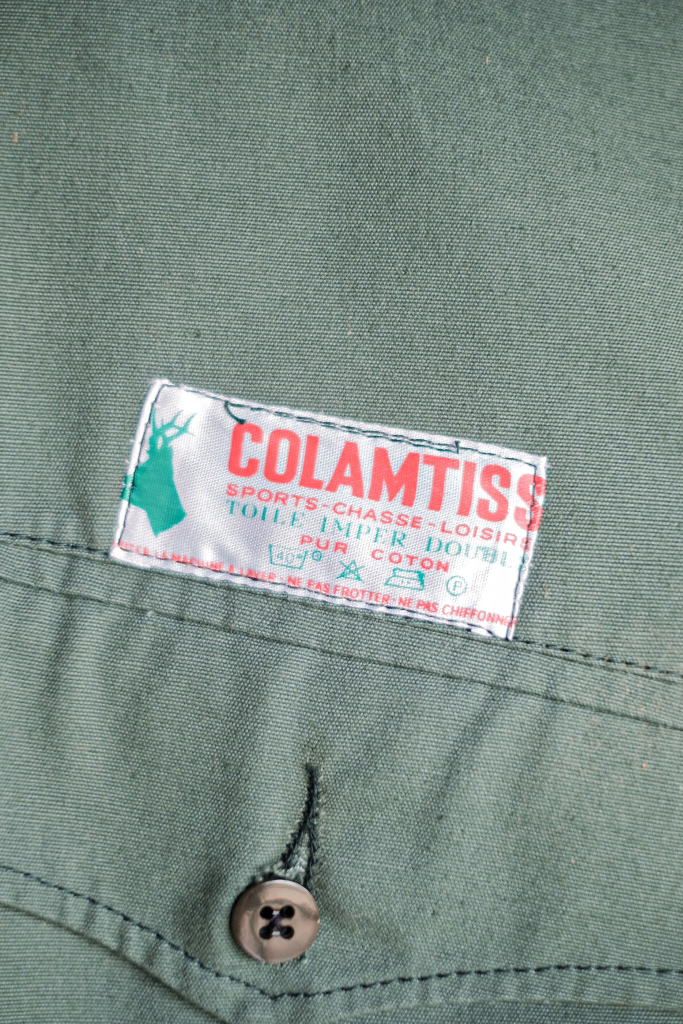［~50's］French Vintage Green Cotton Hunting Jacket With Chin Strap "Dead Stock"