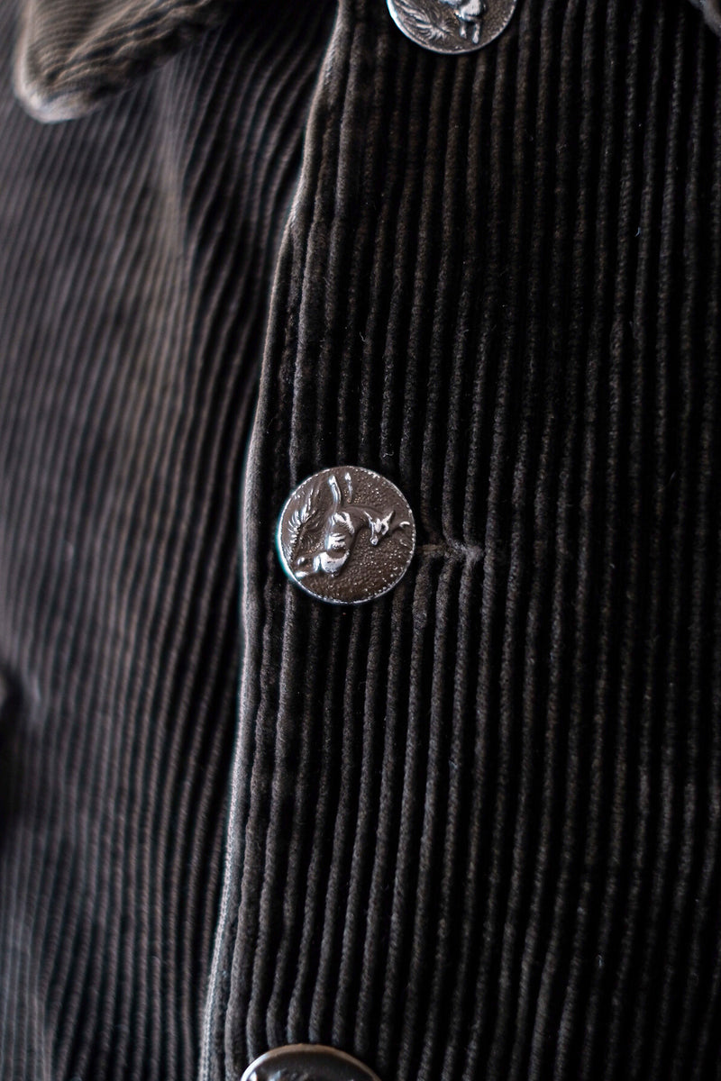 【~30's】French Vintage Dark Brown Corduroy Gamekeeper Hunting Jacket