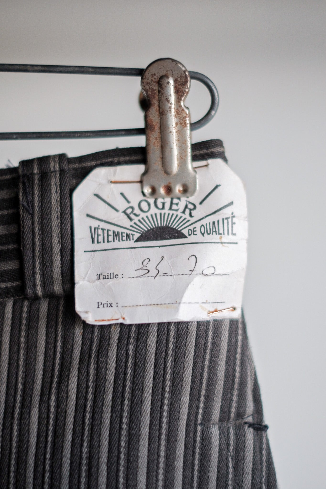 ［~40's］French Vintage Cotton Pique Striped Work Pants "Dead Stock"