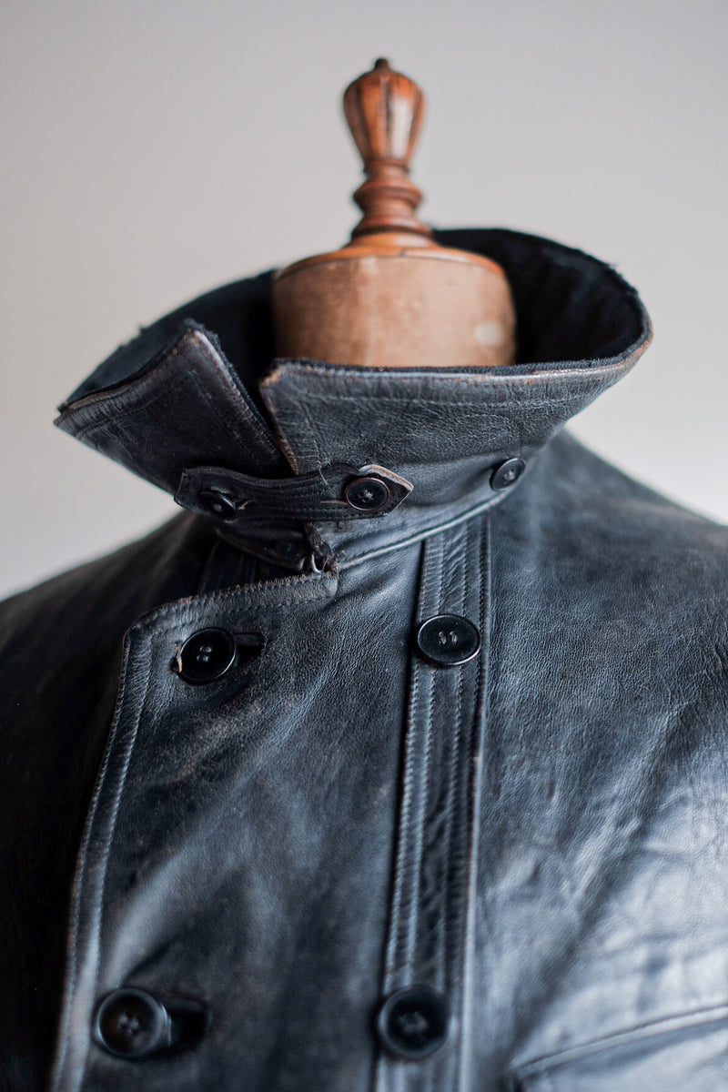 【~30's】French Vintage Le Corbusier Leather Work Jacket "Wool Collar"