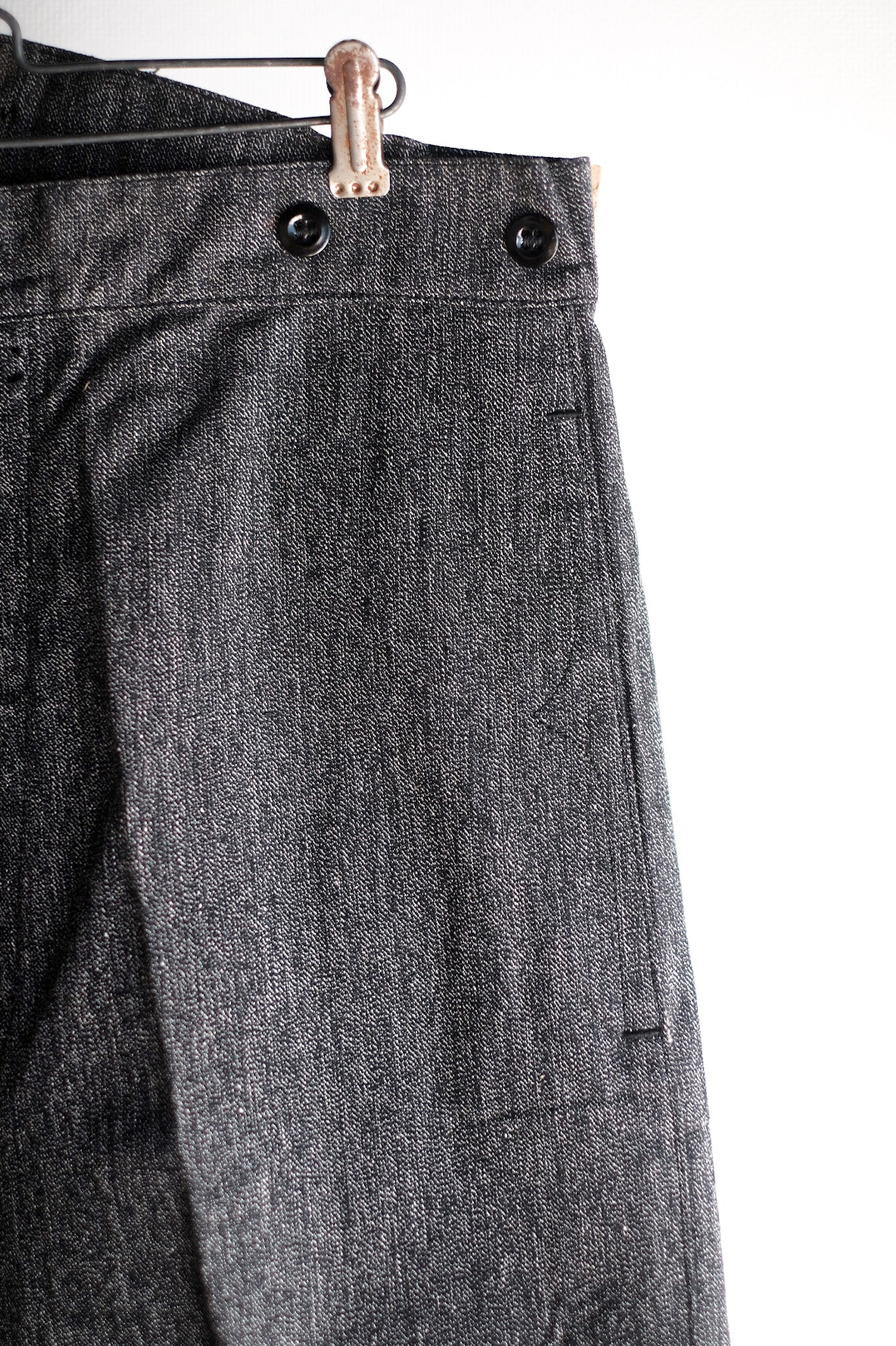 ［~30's］French Vintage Black Chambray Work Pants "Dead Stock"