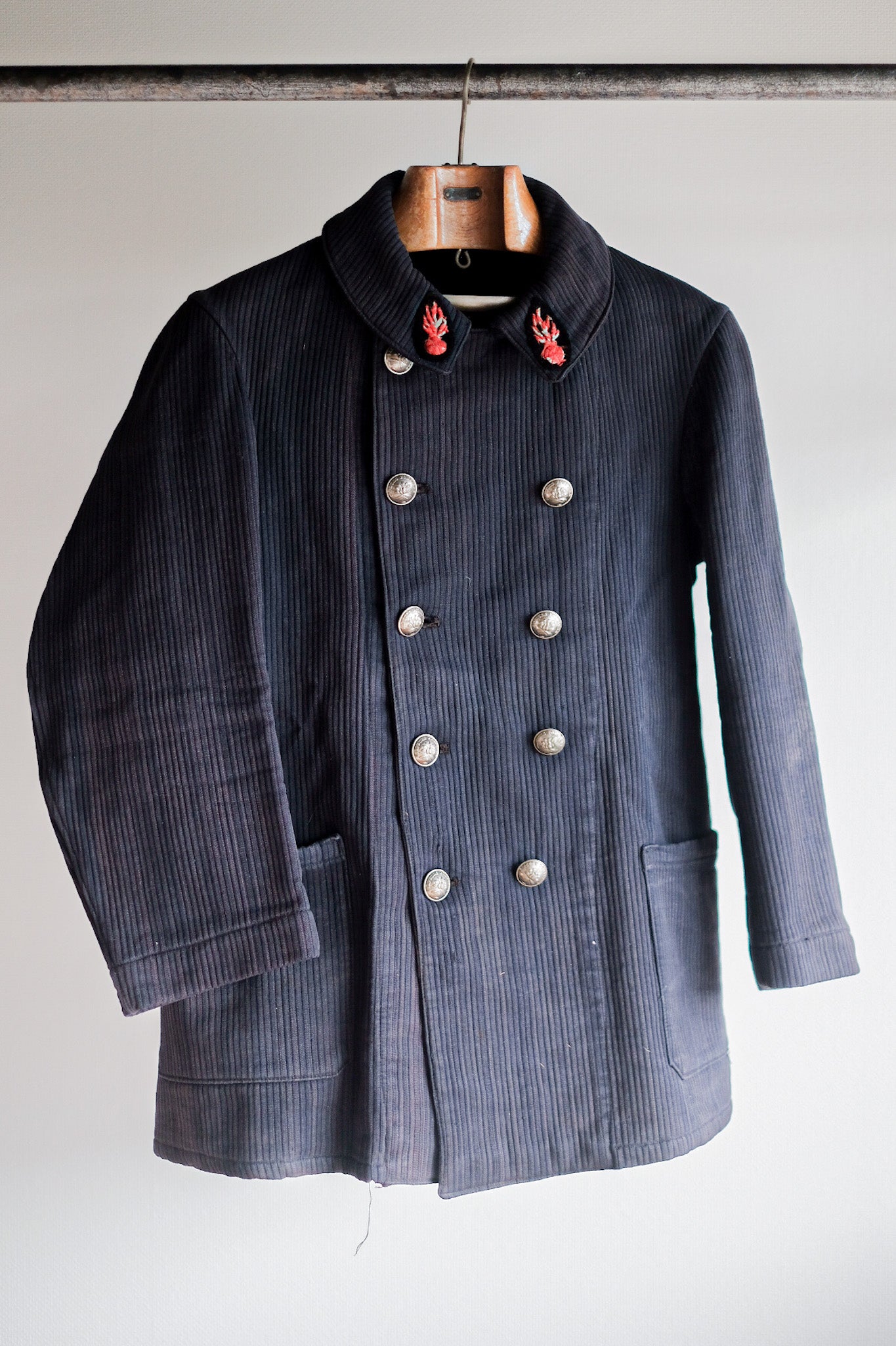 ［~30's］French Vintage Cotton Pique Double Breasted Fireman Jacket