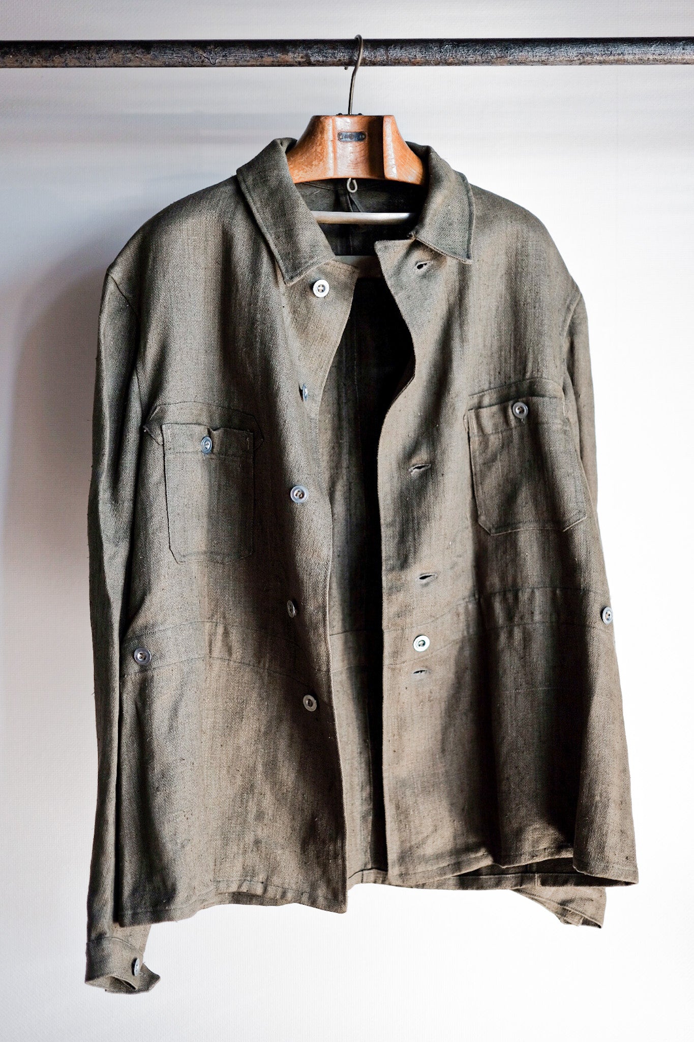 【~30's】German Air Force Green Linen HBT Jacket "Luftwaffe" "Dead Stock"