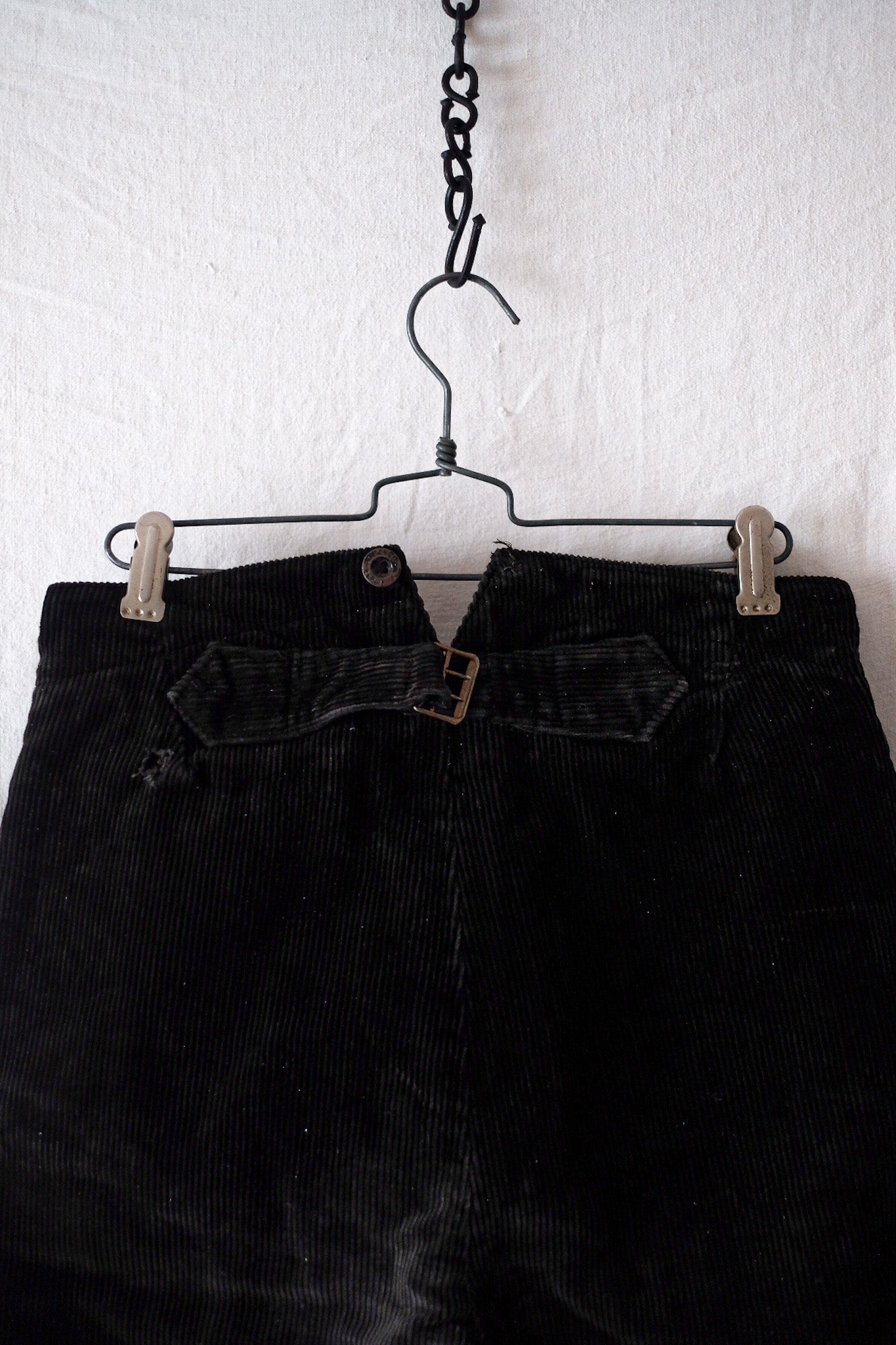[~ 40's] French Vintage "Le Mont St. Michel" กางเกงขาสั้นผ้าลูกฟูกสีดำทำงาน