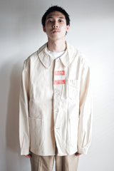 【~40’s】French Vintage White Cotton HBT Work Jacket “Dead Stock”
