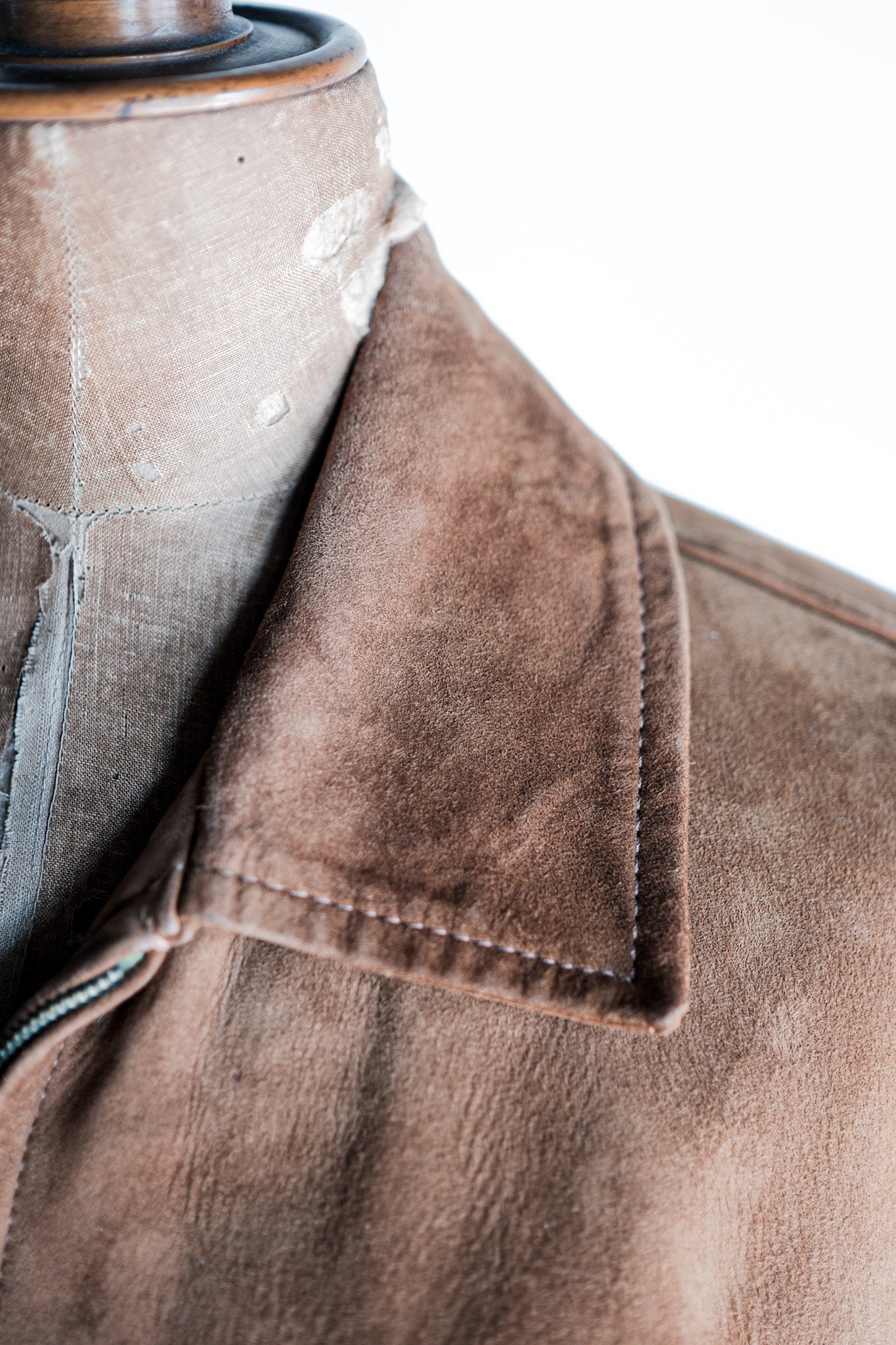 ［~60's］French Vintage Brown Suede Zip Up Jacket
