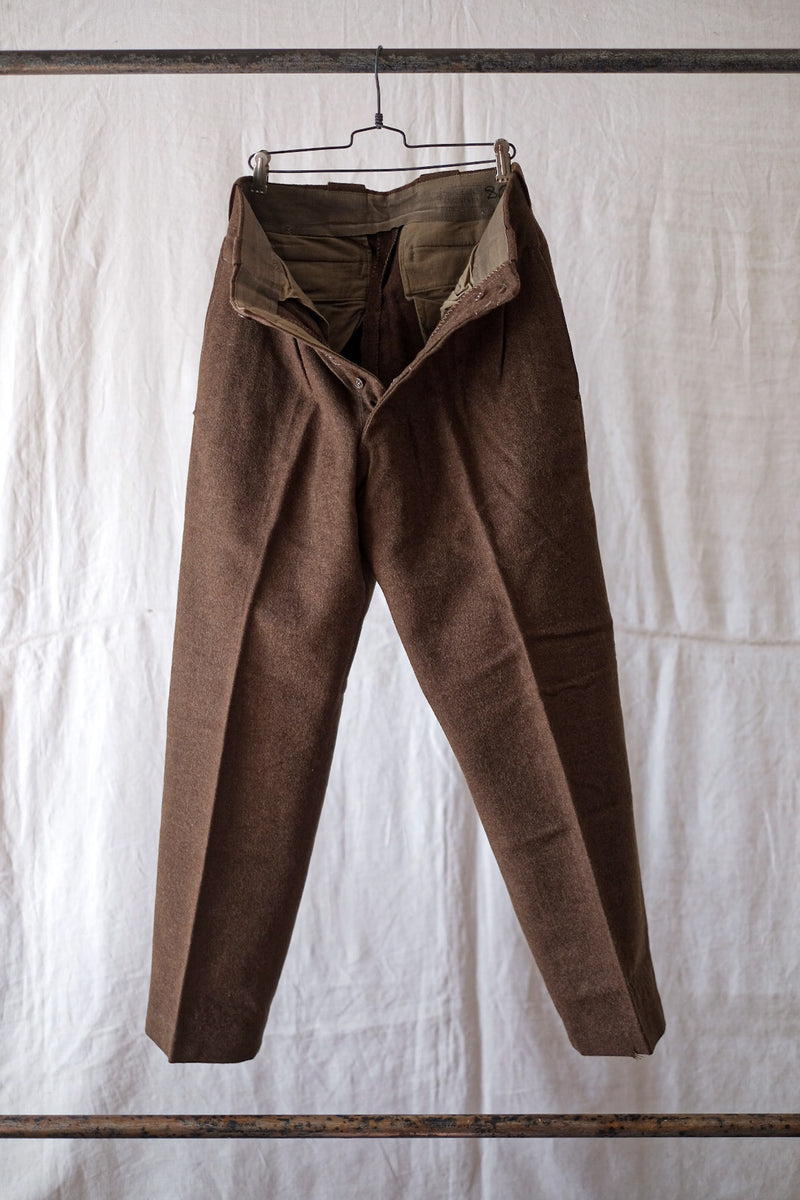 [~ 50's] กางเกงผ้าขนสัตว์สีน้ำตาลกองทัพบกฝรั่งเศส