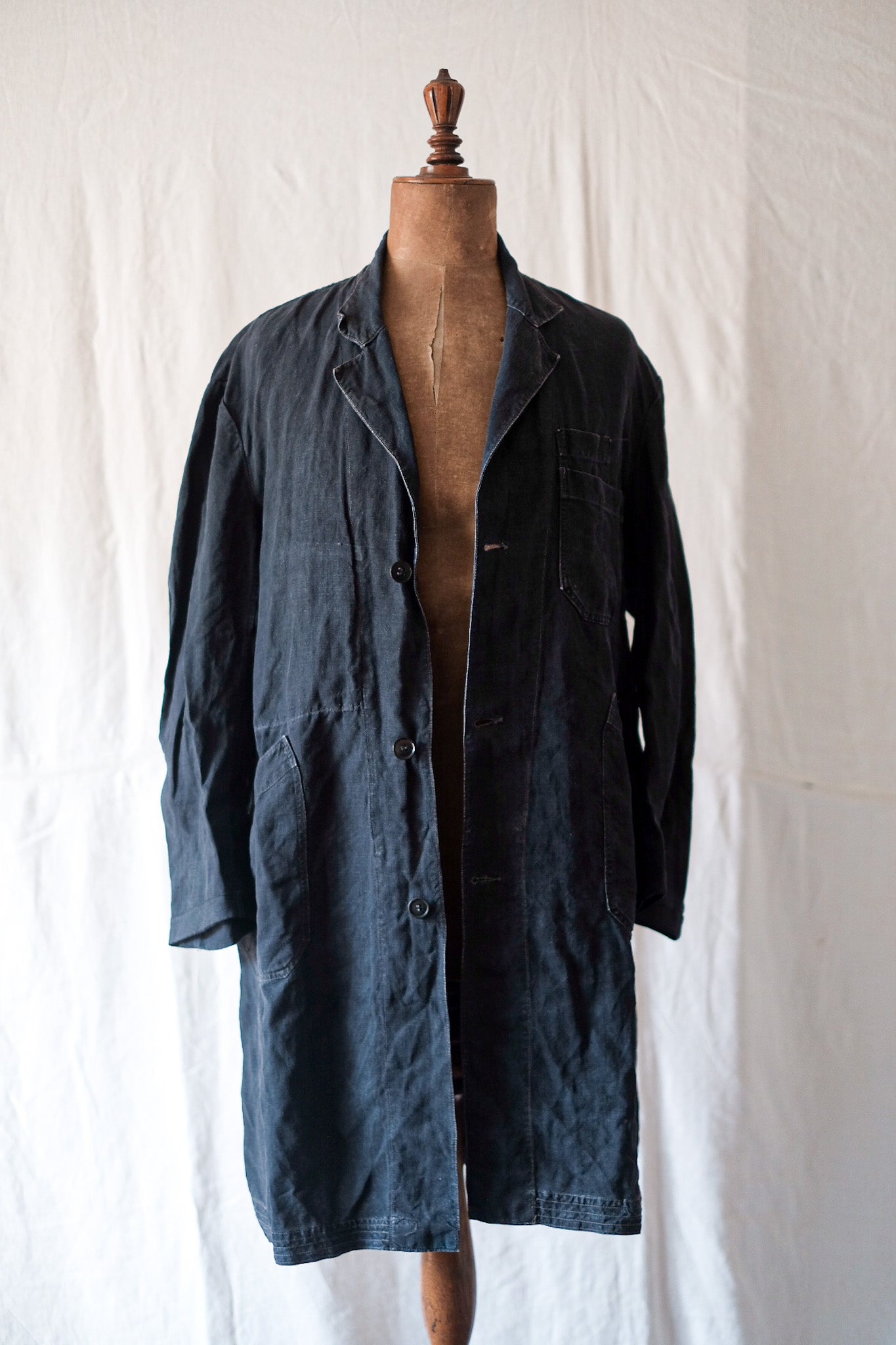 Early 20th C】French Antique Indigo Linen Maquignon Coat