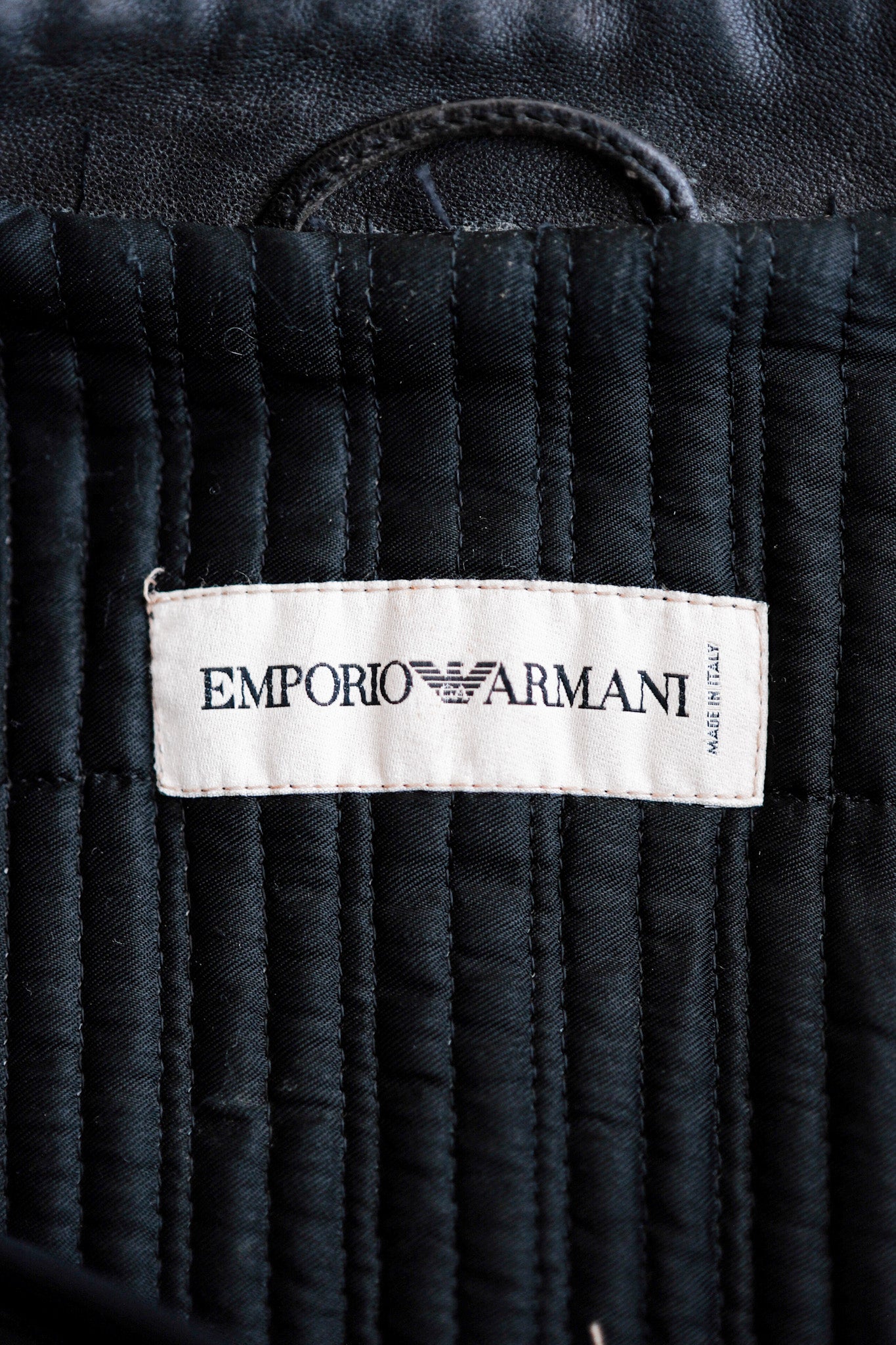 [~ 90 년대] Old Emporio Armani 스탠드 칼라 가죽 자켓 크기 .48