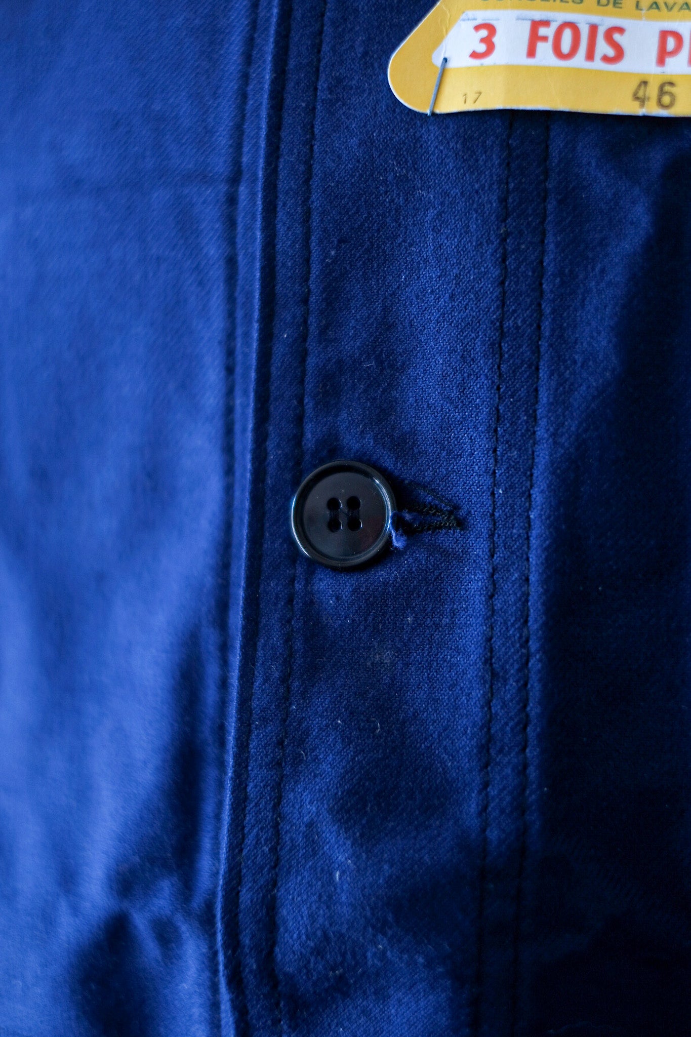 [~ 50's] French Vintage Blue Cotton Twil Work Jacket "Le Mont Stock" "Dead Stock"