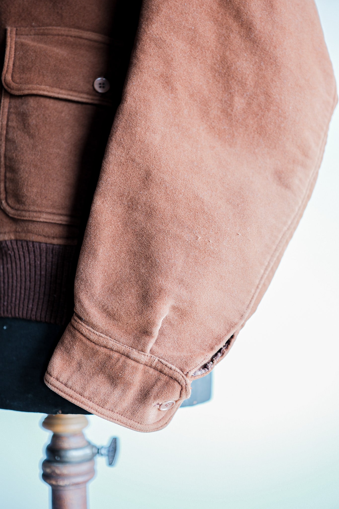 ［~40’s］French Vintage Brown Moleskin Cyclist Jacket