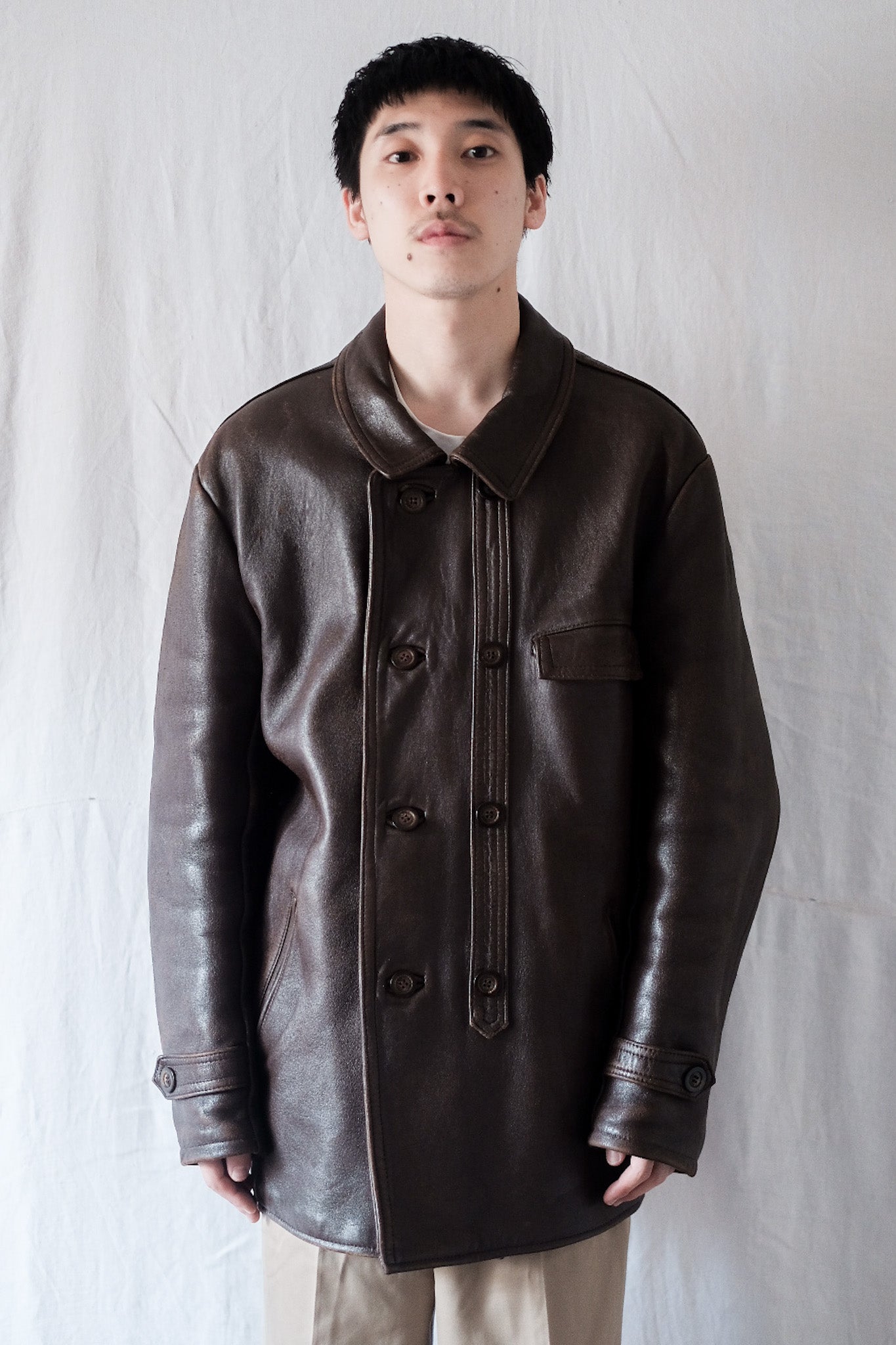 60's】French Vintage Le Corbusier Leather Work Jacket