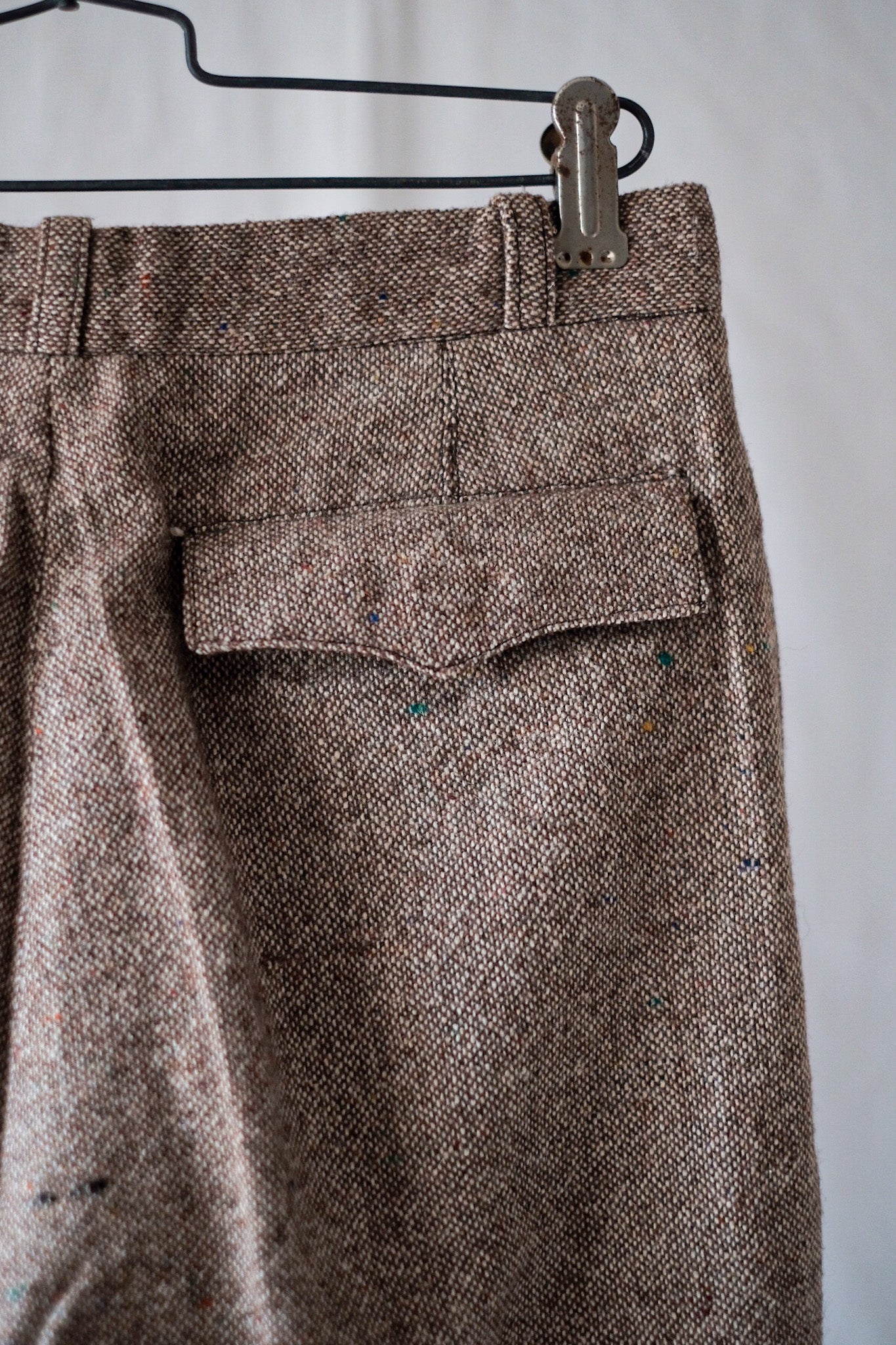 【~40's】French Vintage Brown Mix Wool Trousers "Dead Stock"