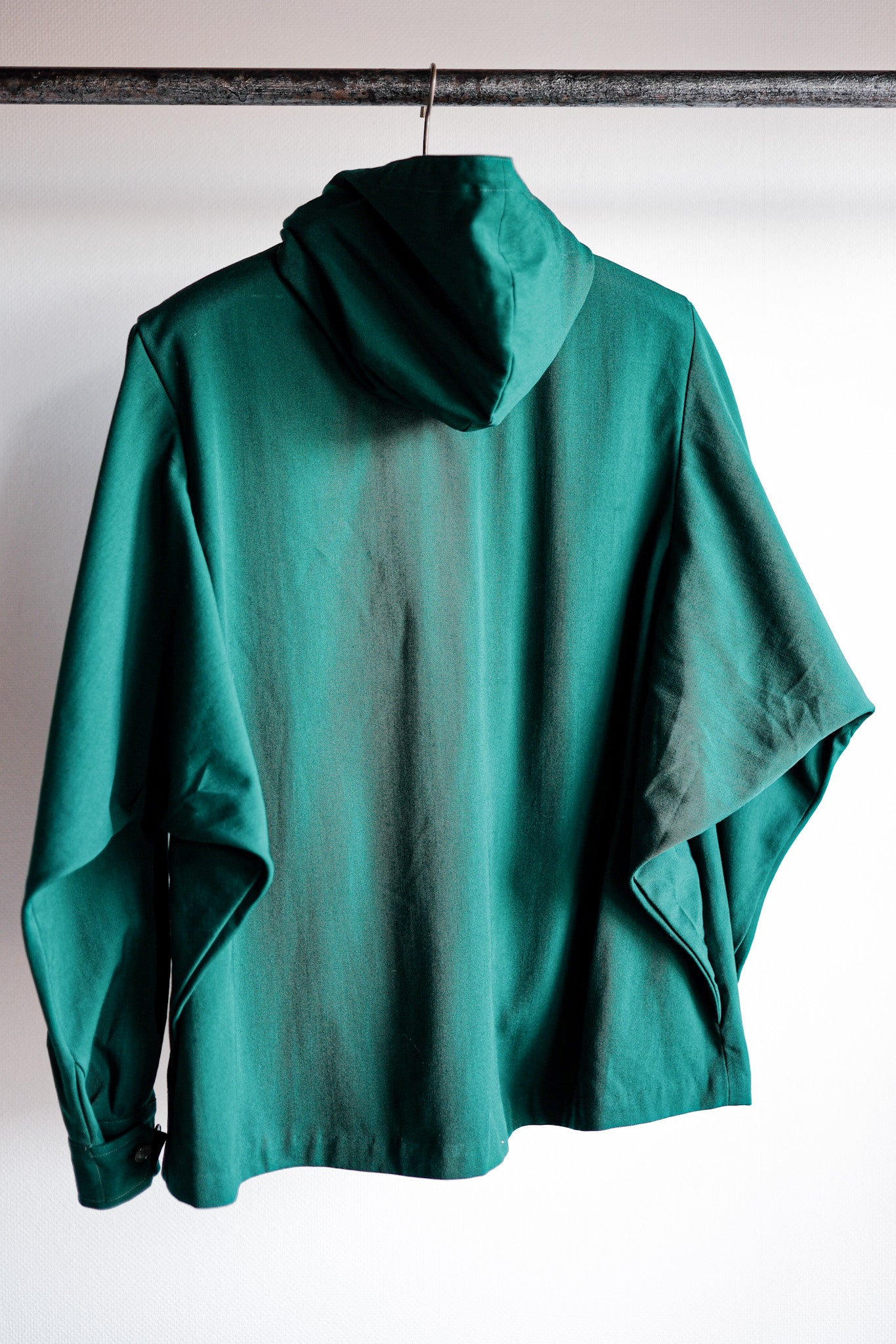 [~ 50's] French Vintage Green Wool Rayon Hooded Jacket "Dead Stock"