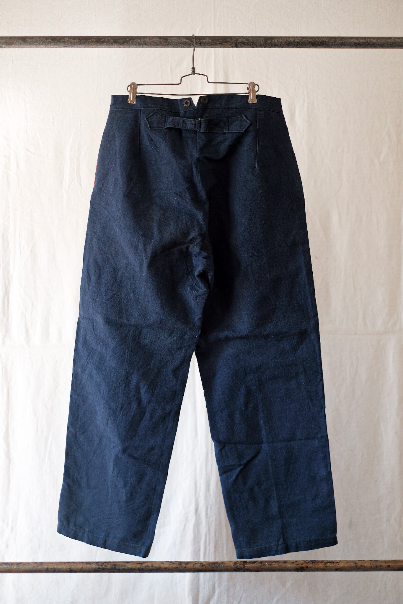 30's] French Vintage Indigo Linen Fireman Pants