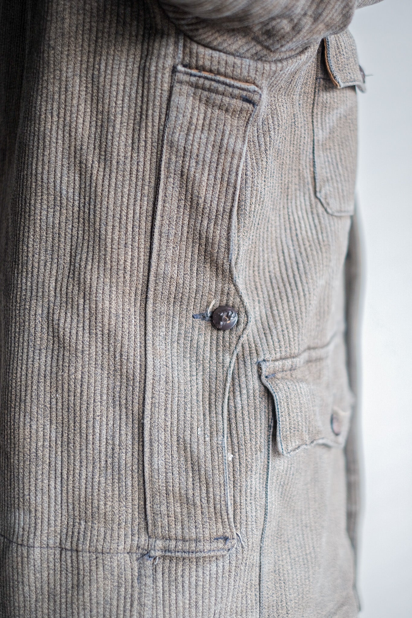［~40's］French Vintage Brown Salt & Pepper Cotton Pique Hunting Jacket